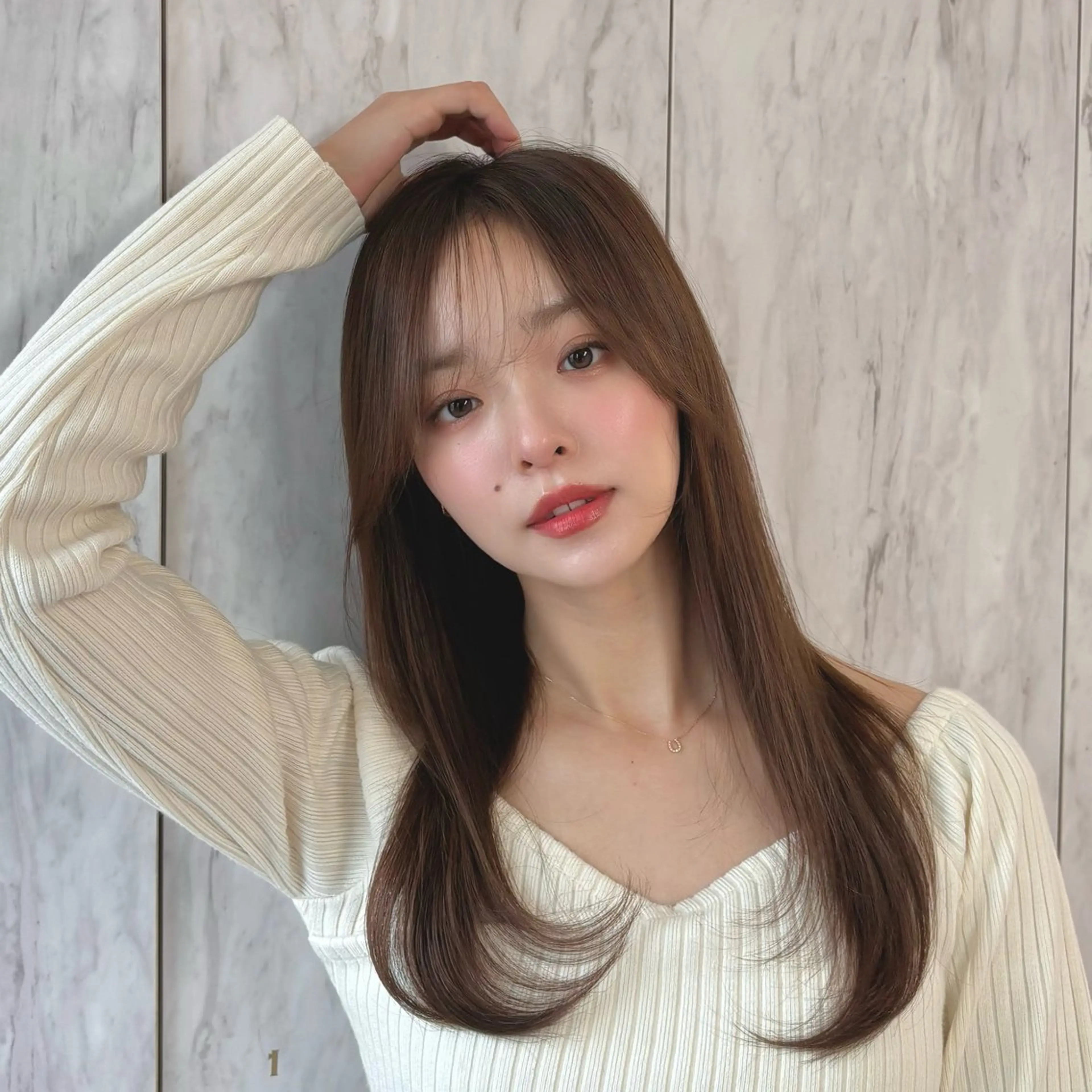 セミロング カラー パーマ ヘアアレンジ メンズ ヘアカラー トリートメント 新宿/小顔レイヤー/ 顔まわり/西慶太朗のヘアスタイル