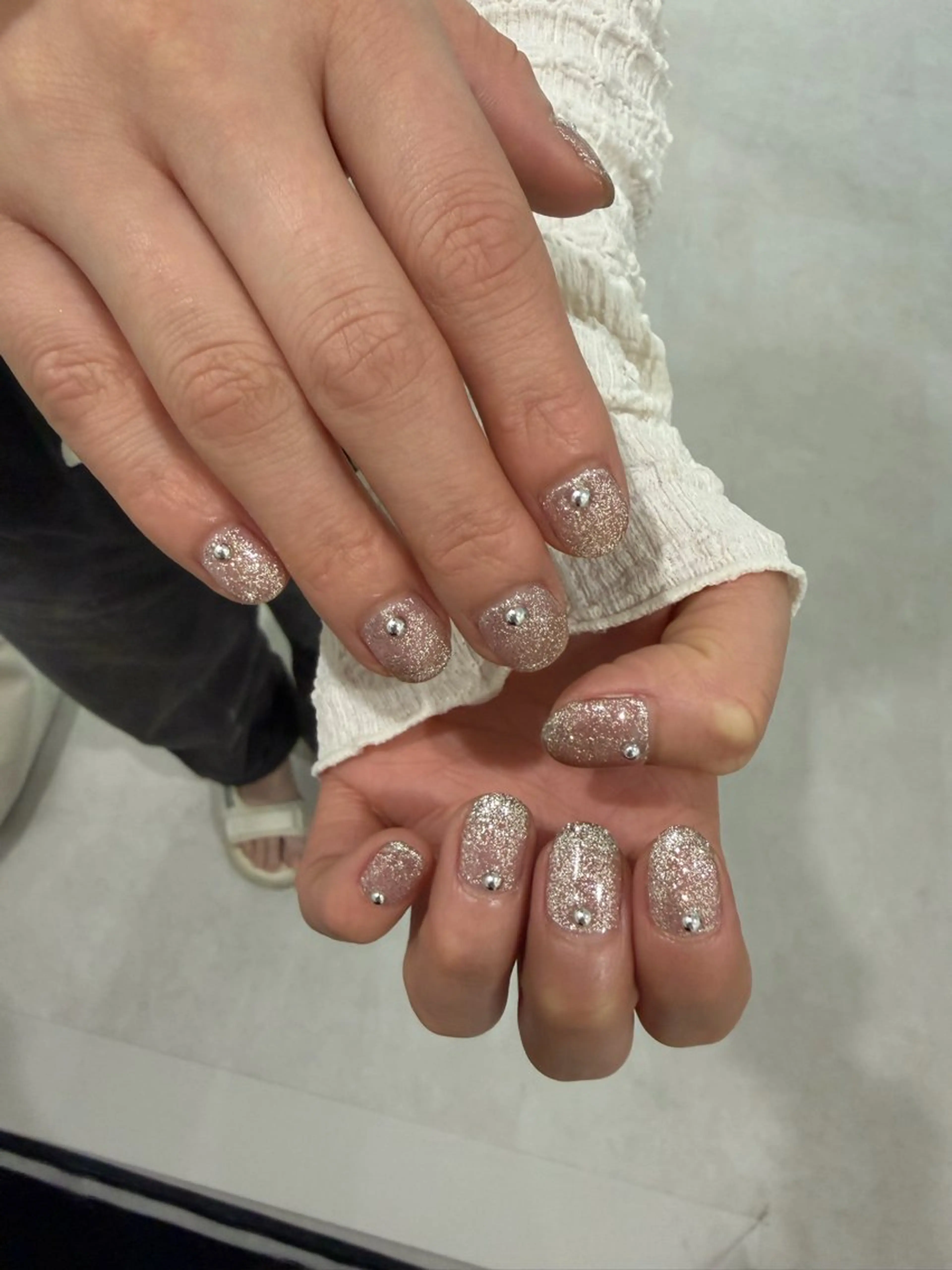 ネイル 氷ネイル・うるうるネイル ラメ(グリッター) シルバー シンプルネイル ハンドネイル Mermaid Nail みはなのネイルデザイン
