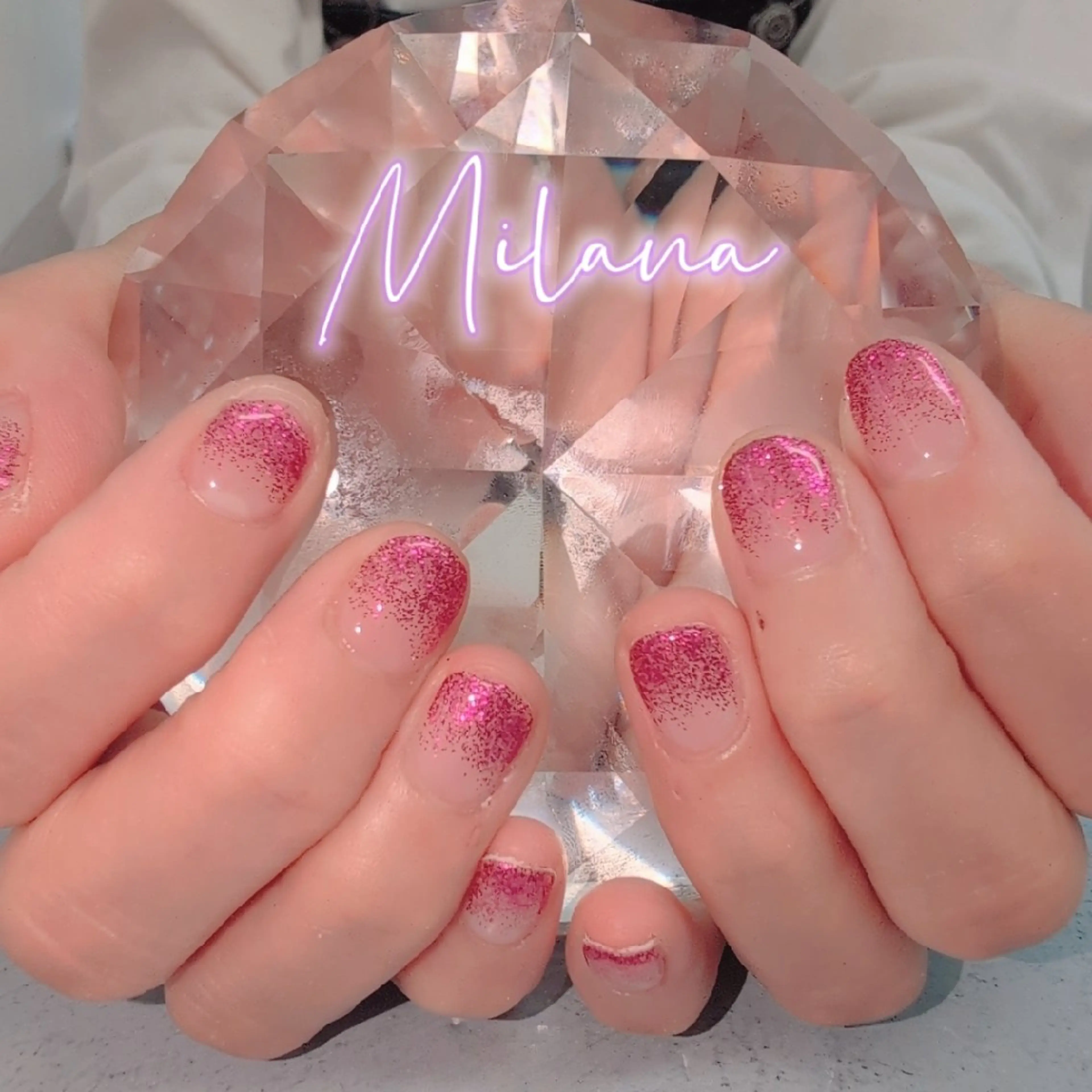 ネイル グラデーション ラメ(グリッター) ラメグラデーション ハンドネイル Milana 川瀬のネイルデザイン