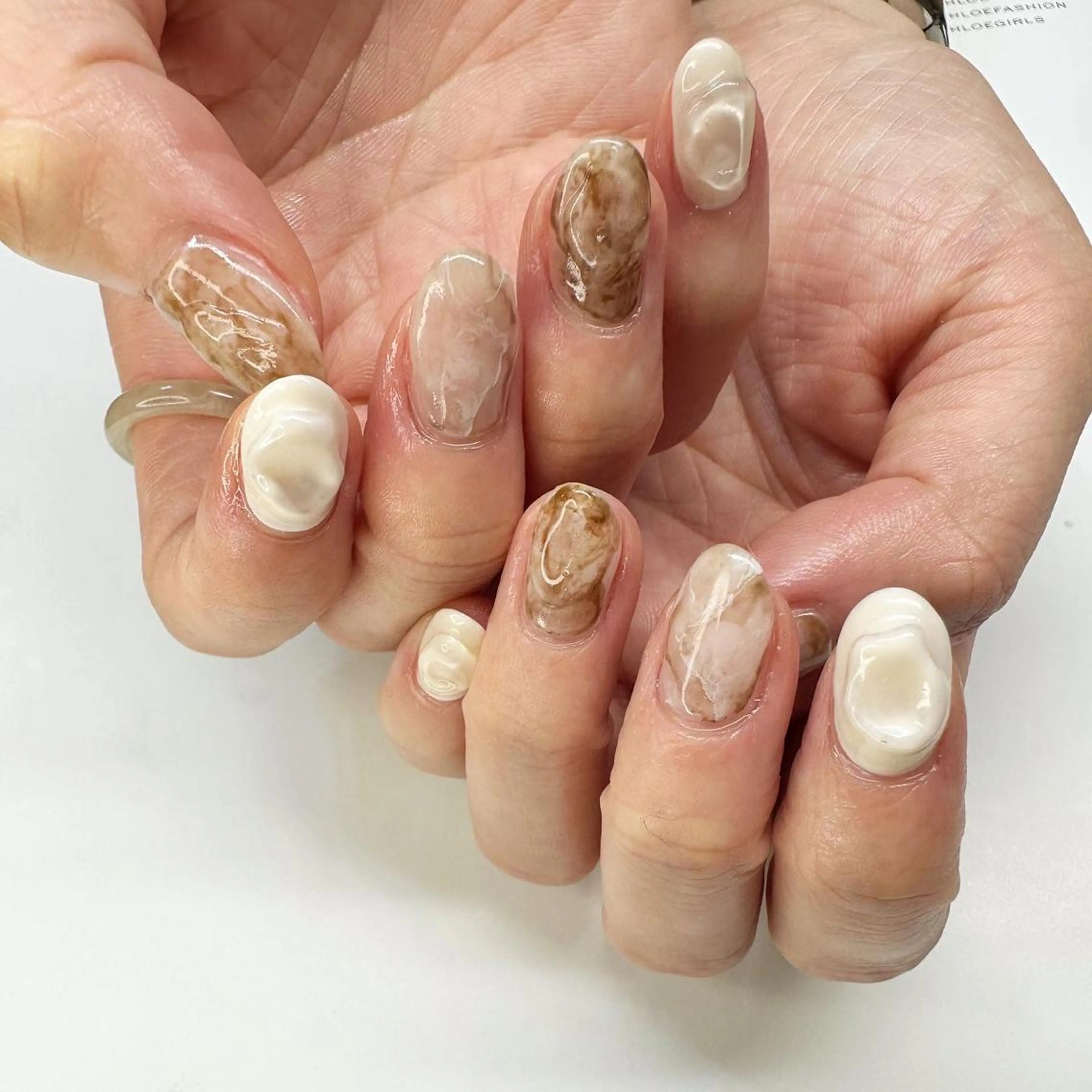ネイル ブラウン クリアネイル 氷ネイル・うるうるネイル 韓国ネイル ニュアンスネイル 🪞KAPE NAIL 🪞のネイルデザイン