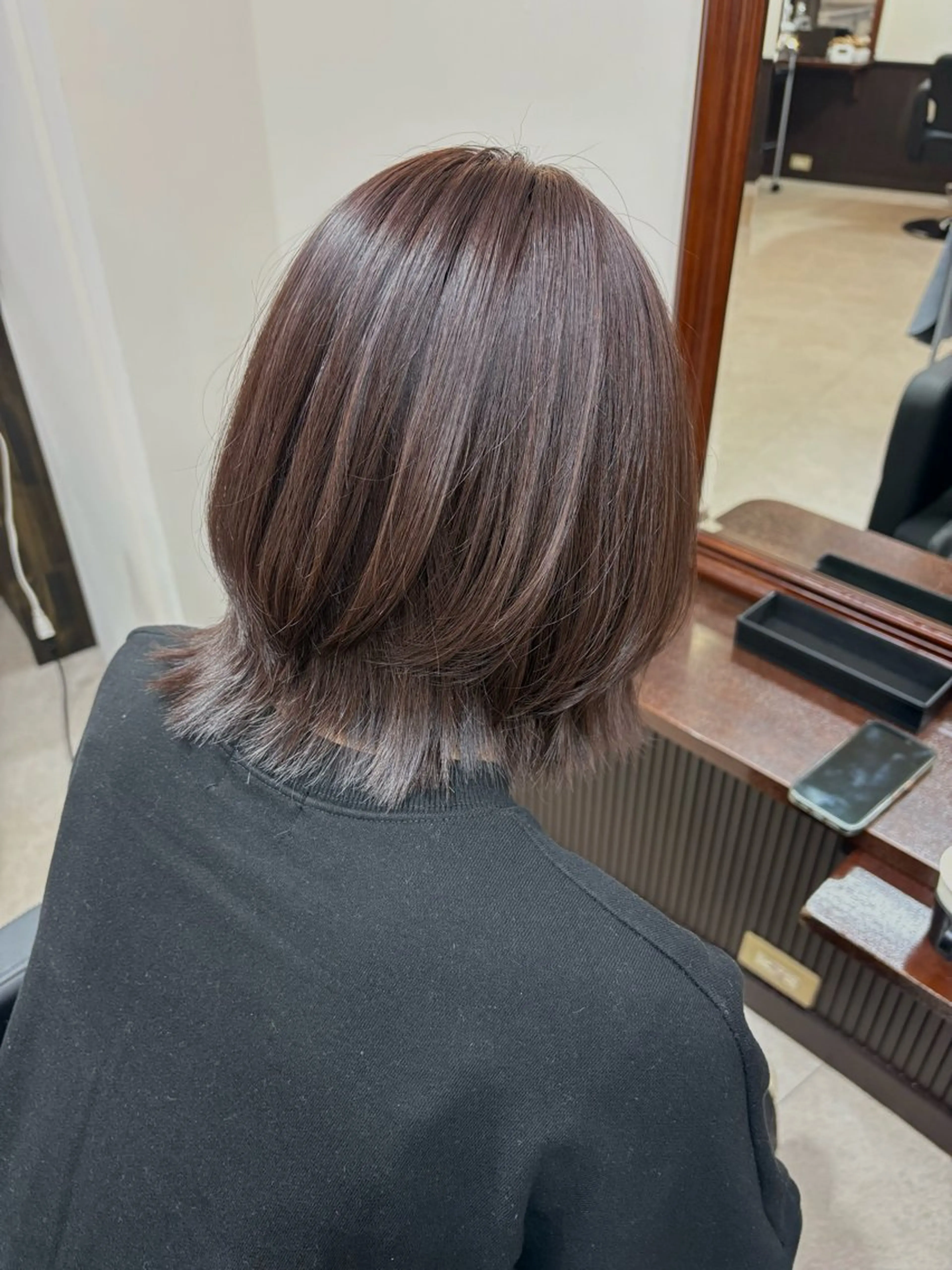 ミディアム ラベンダーブラウン カット ヘアカラー トリートメント SHICUNE /ミホのヘアスタイル