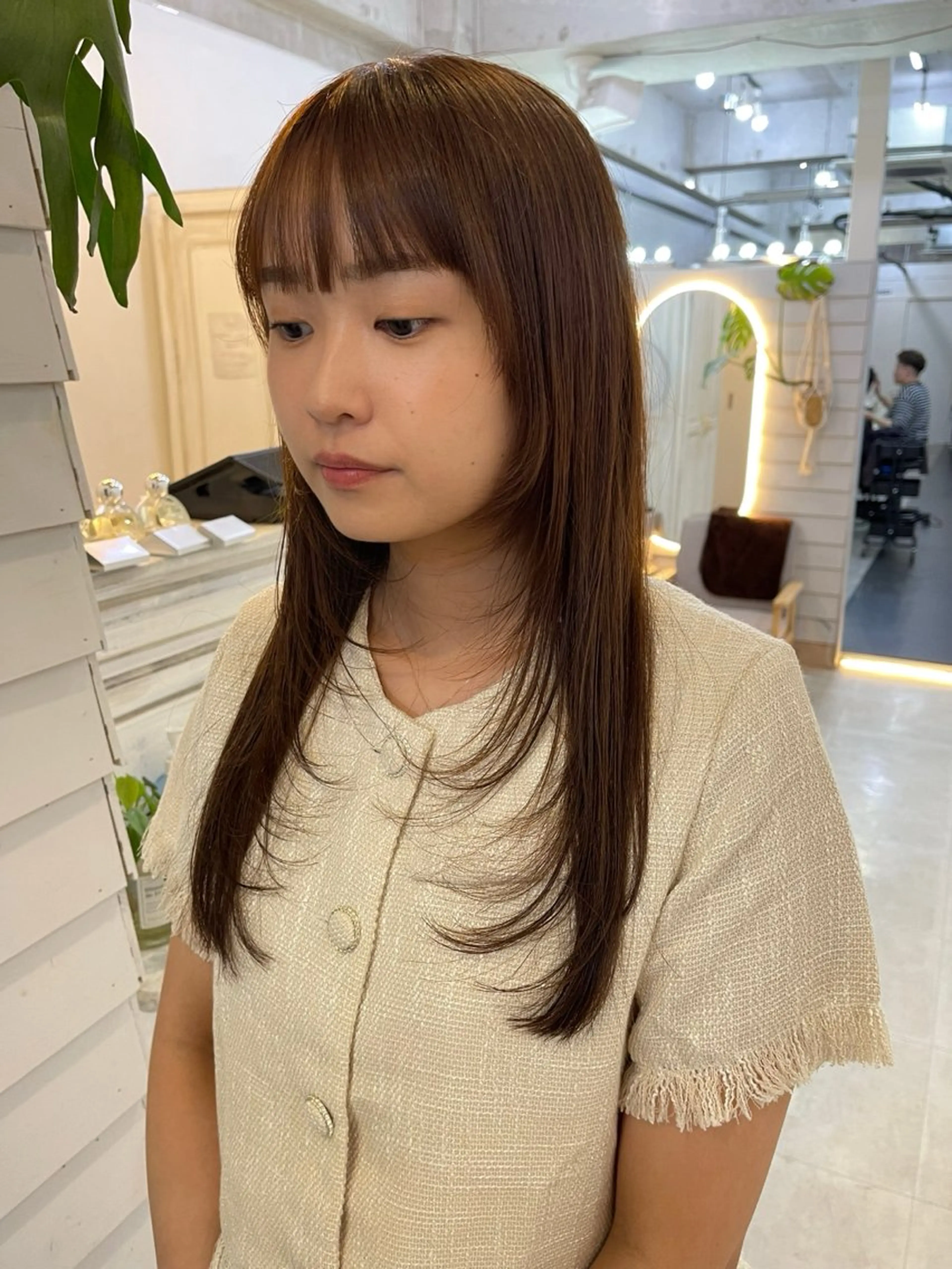 セミロング カラー ブリーチ ケアブリーチ デザインカラー ダブルカラー イヤリングカラー TATSUブリーチ/ ミルクティーベージュのヘアスタイル