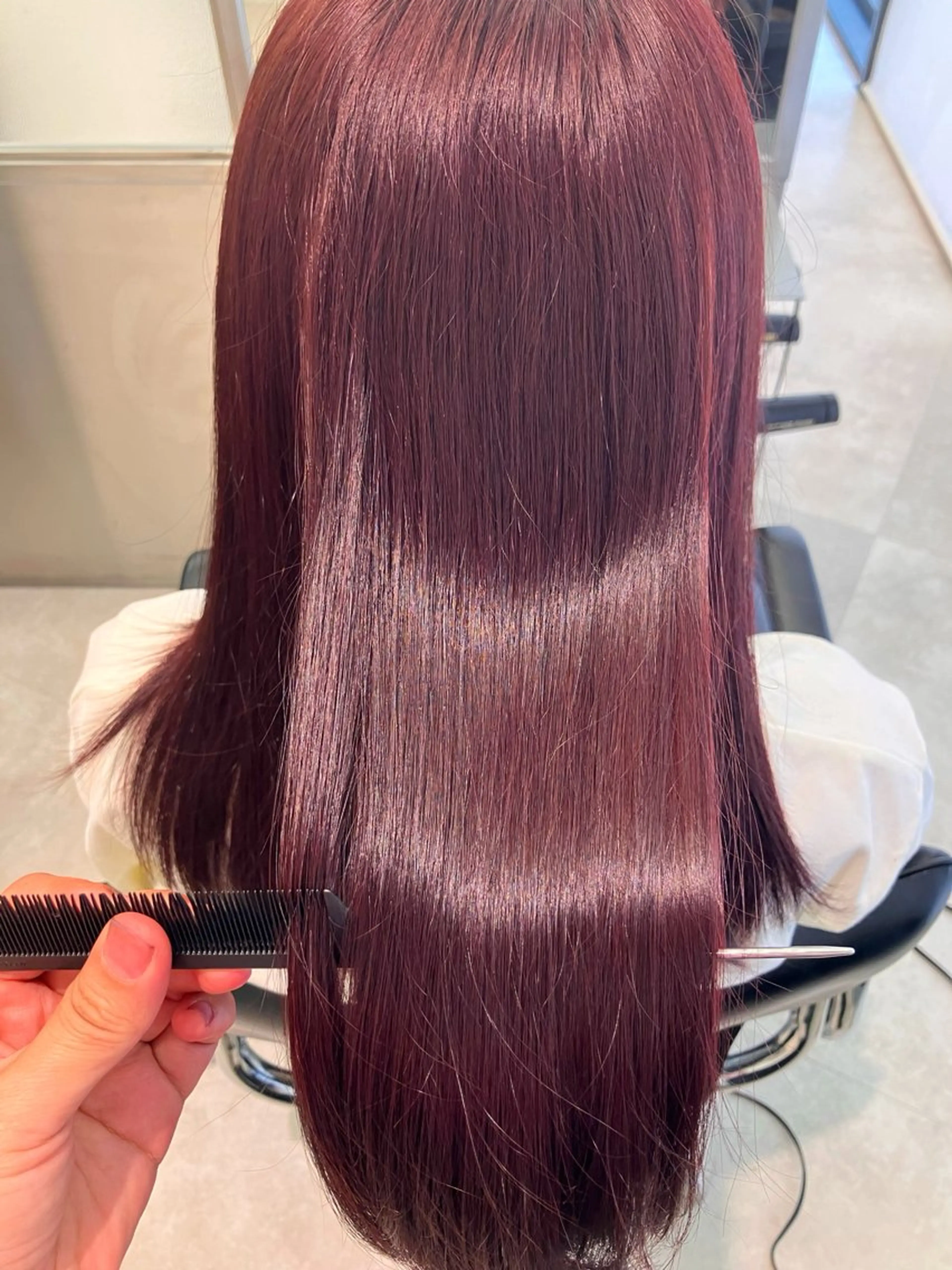 ロング カラー ブリーチ ダブルカラー ブリーチなしカラー ピンクカラー 髪質改善/艶カラー 縮毛矯正/みほのヘアスタイル