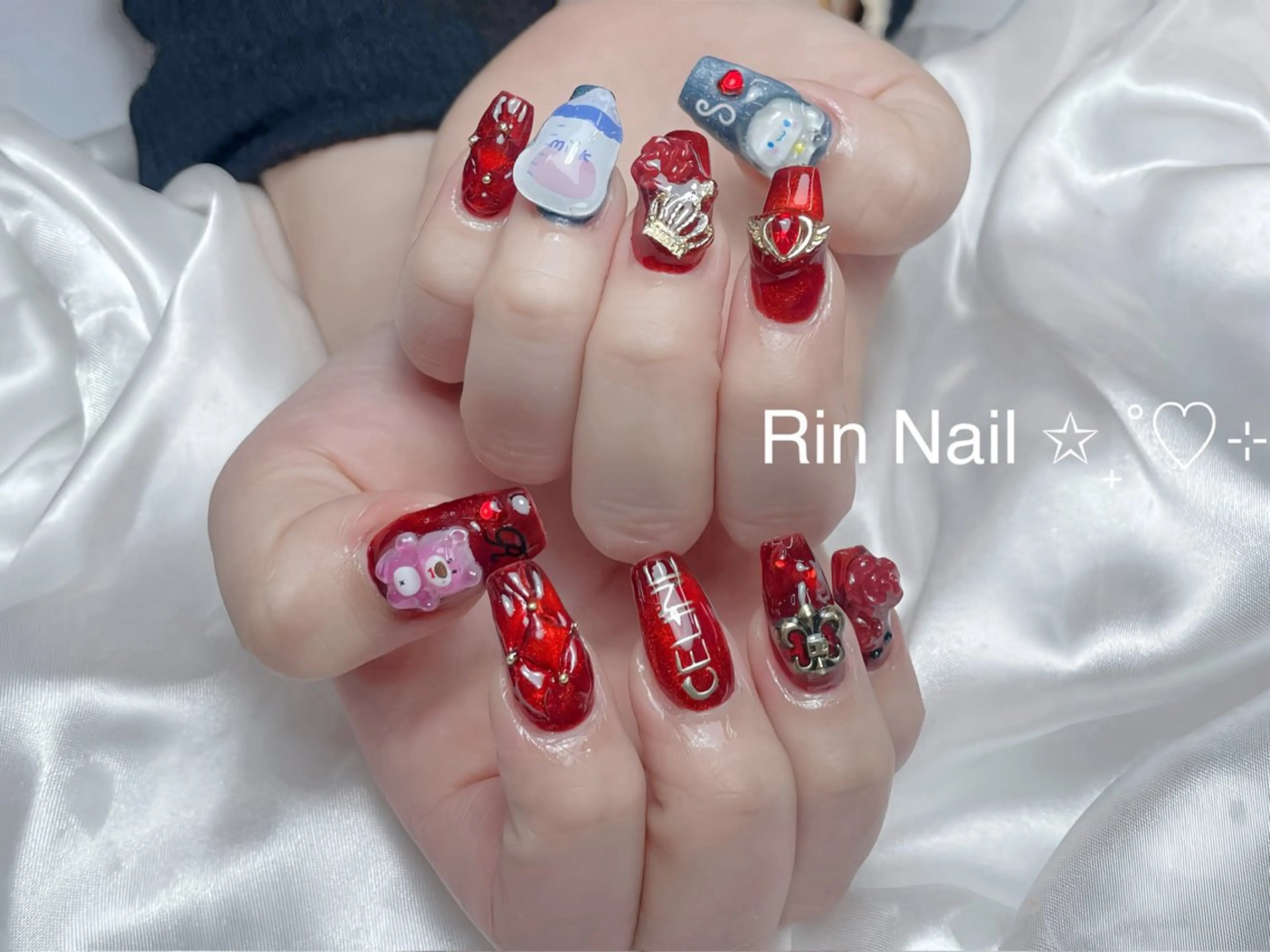 ネイル チークネイル フラッシュネイル フラワーネイル フットネイル ジェルネイル ハンドネイル Rin Nail Shinokuboのネイルデザイン