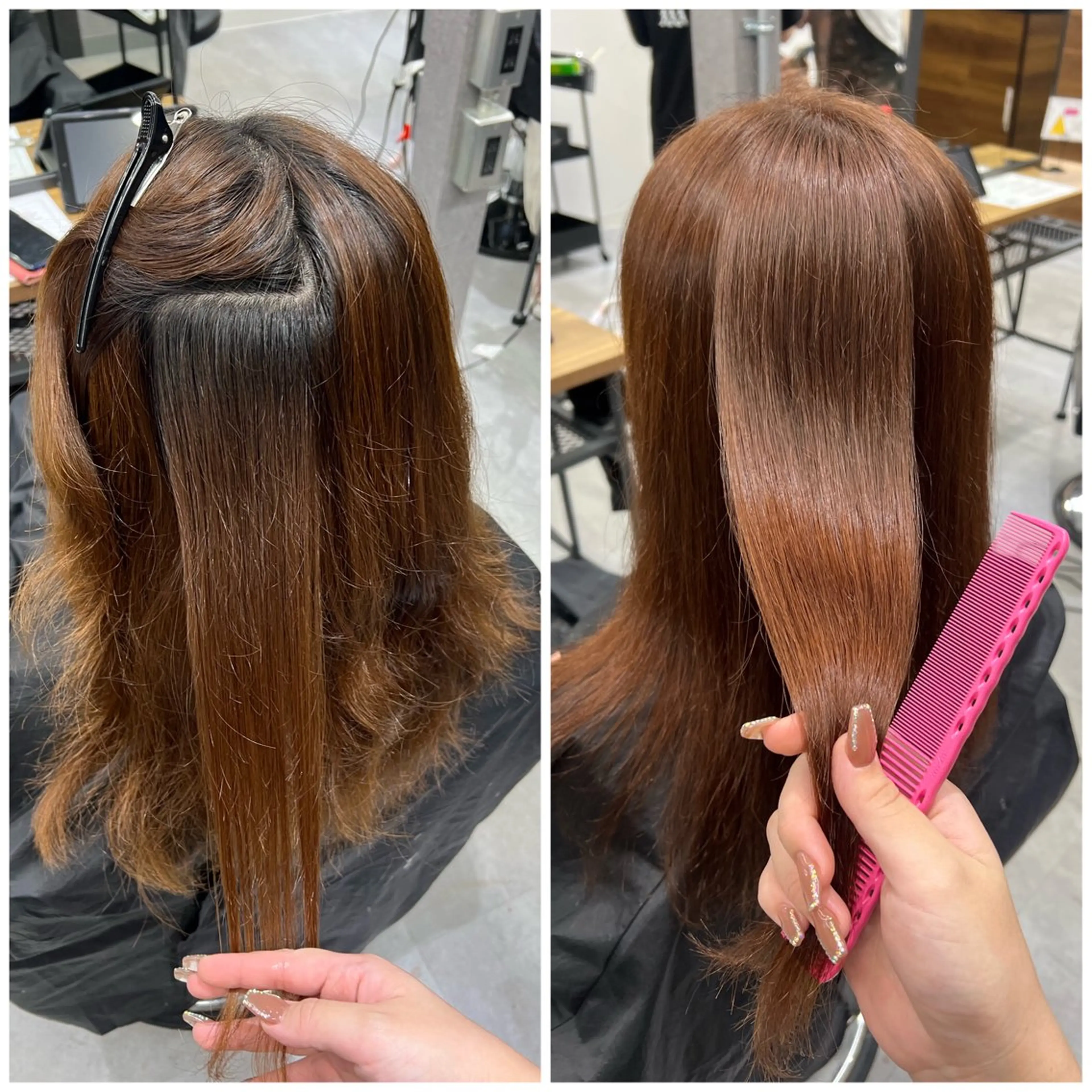 セミロング カラー ベージュカラー 透明感カラー くびれヘア ヨシンモリ ショート/ウルフ カットモデル募集のヘアスタイル