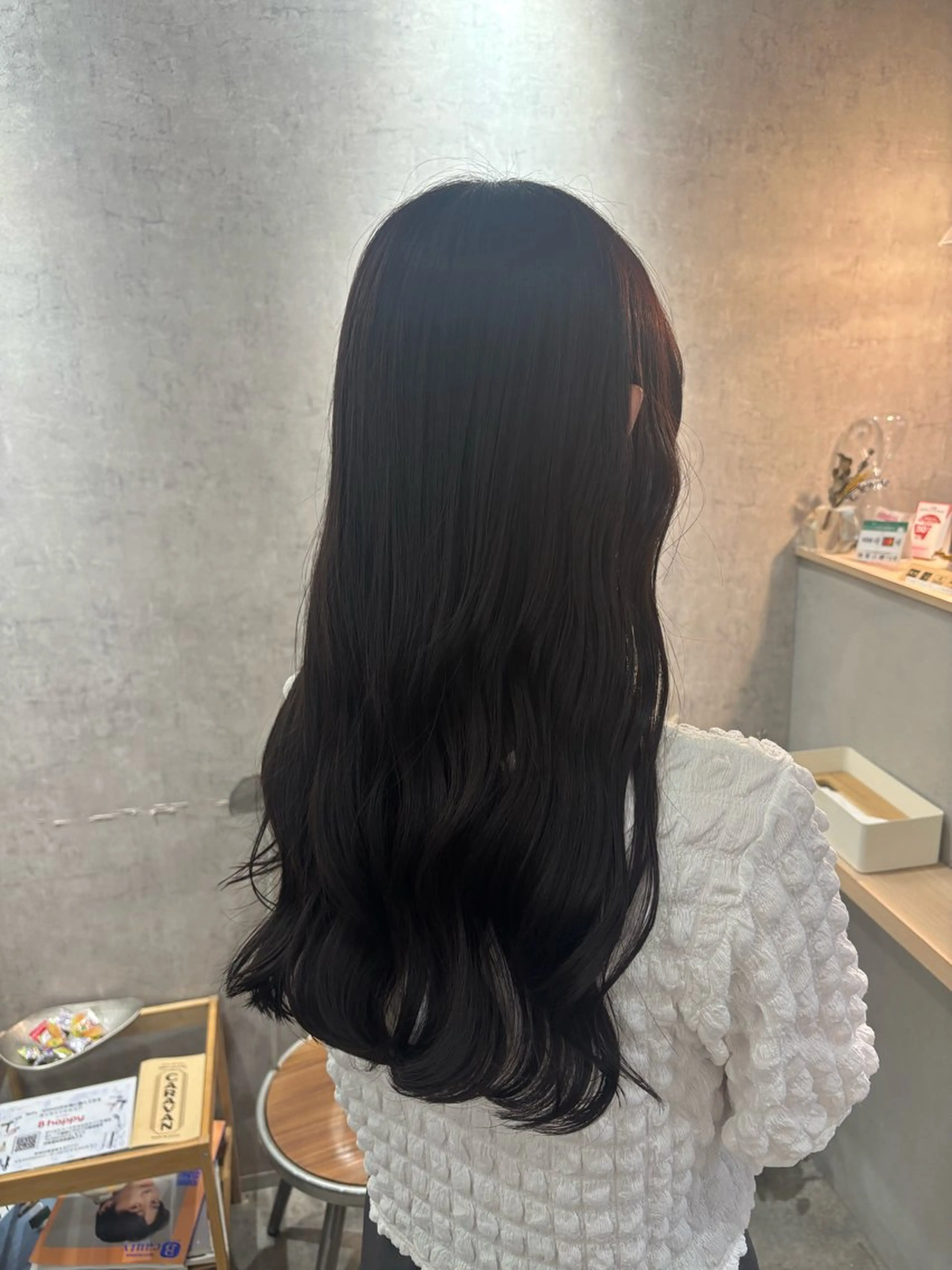 ロング カラー ピンクカラー ピンクパープル パープルカラー 石原 望来のヘアスタイル