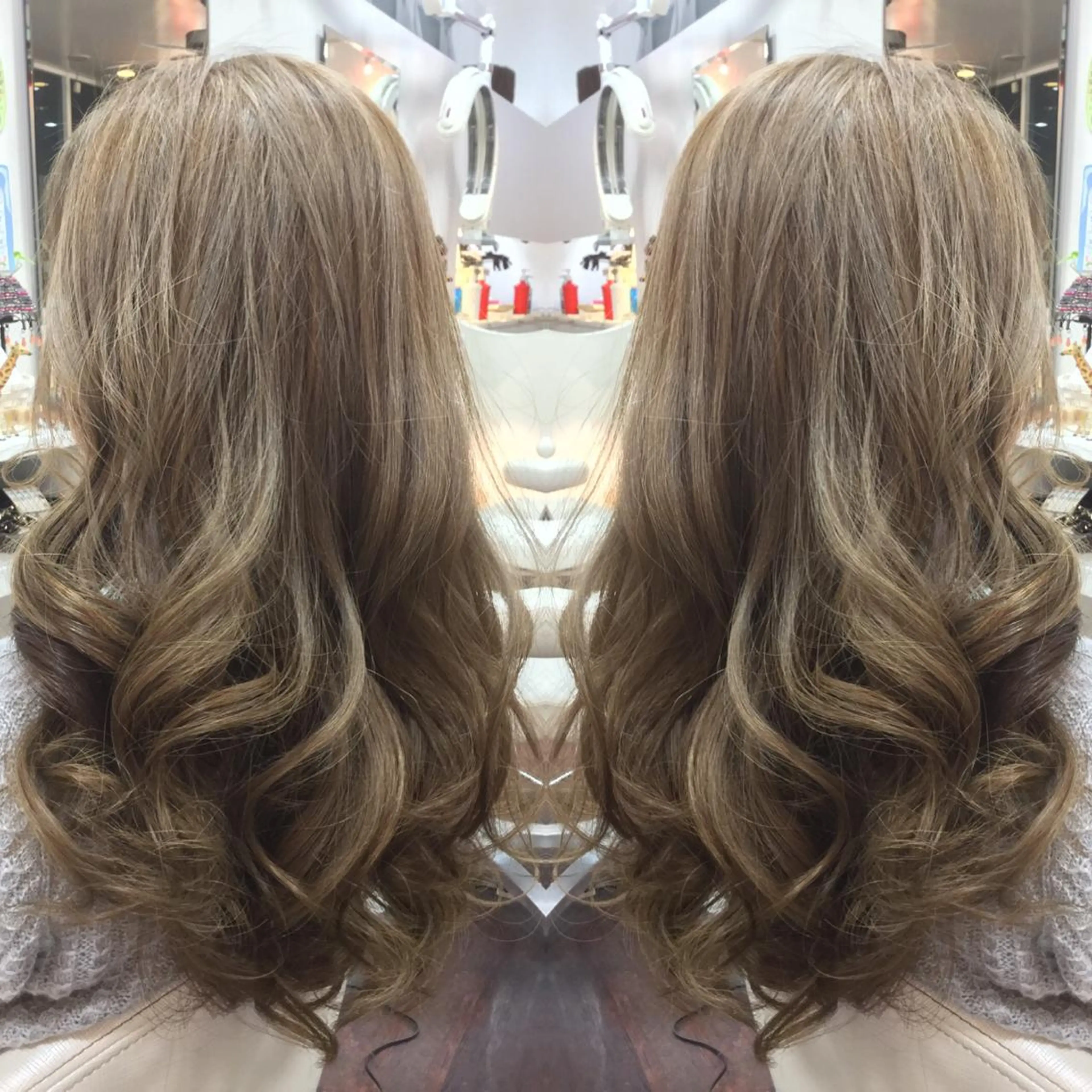 セミロング カラー ベージュカラー ハイライトカラー ハイライト ヘアカラー トリートメント 加藤 直樹のヘアスタイル