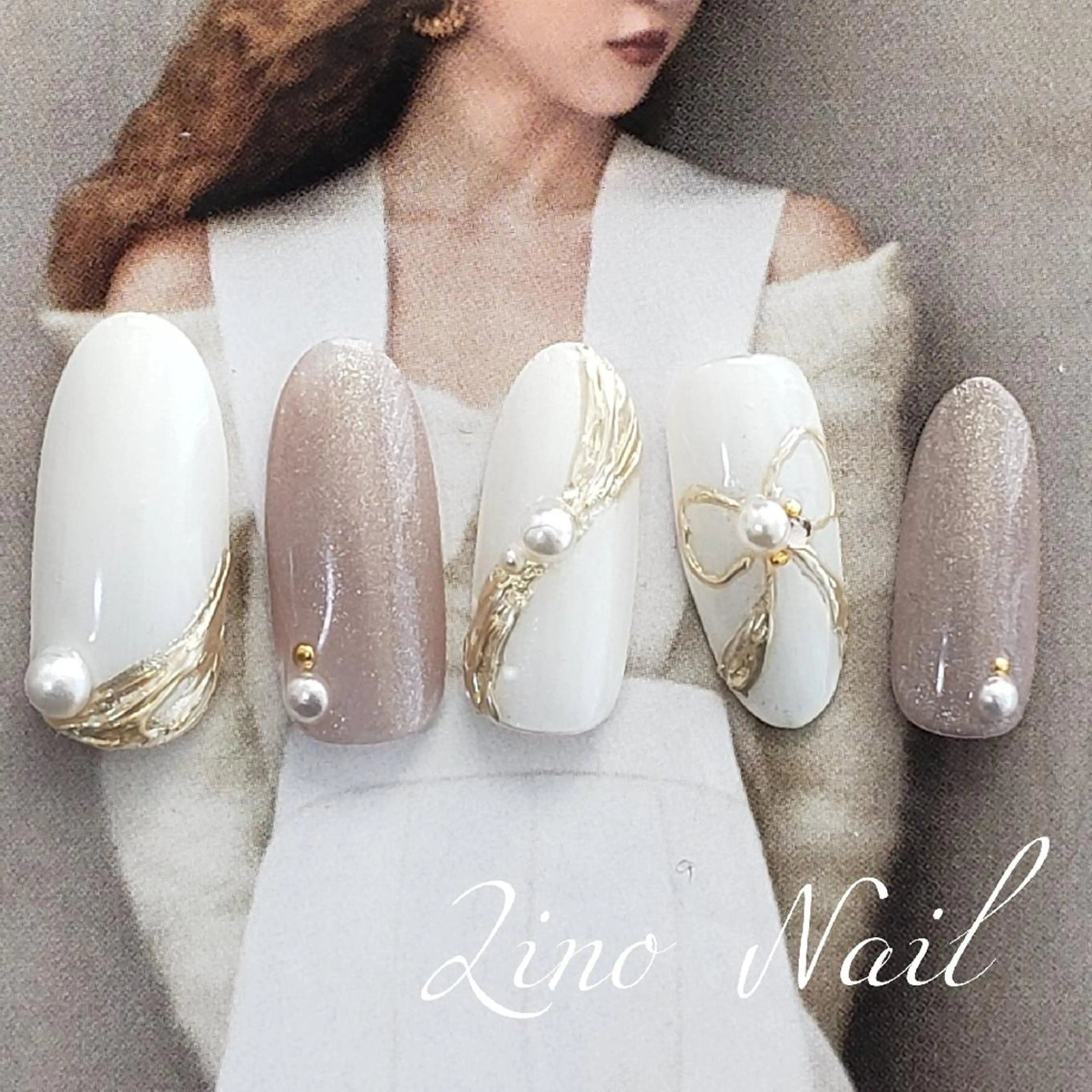 ネイル カジュアル ジェルネイル ガーリー キラキラネイル ミラーネイル ハンドネイル Lino Nailのネイルデザイン