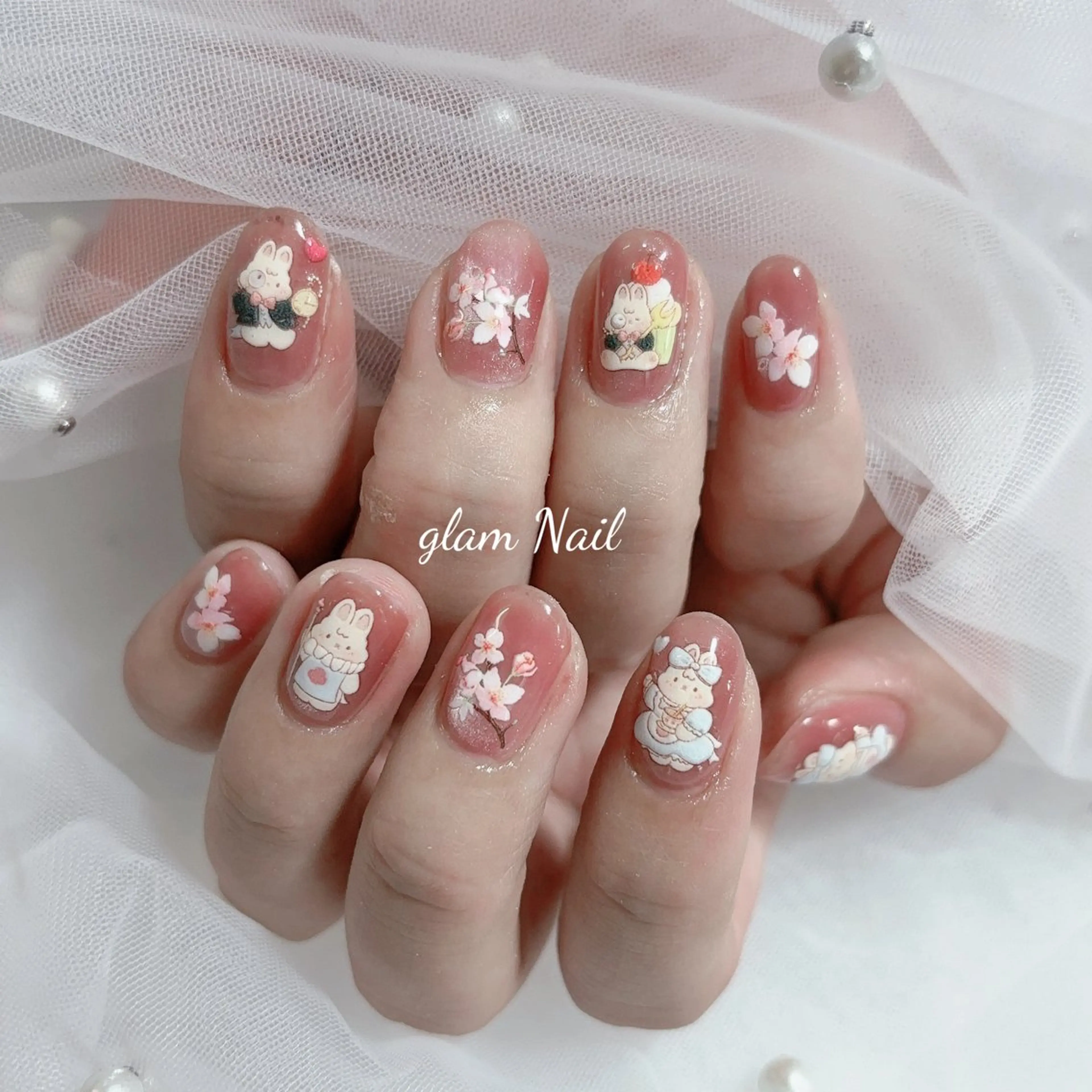 ネイル ハンドネイル エツメ💅 長さだし🎀デザインのネイルデザイン