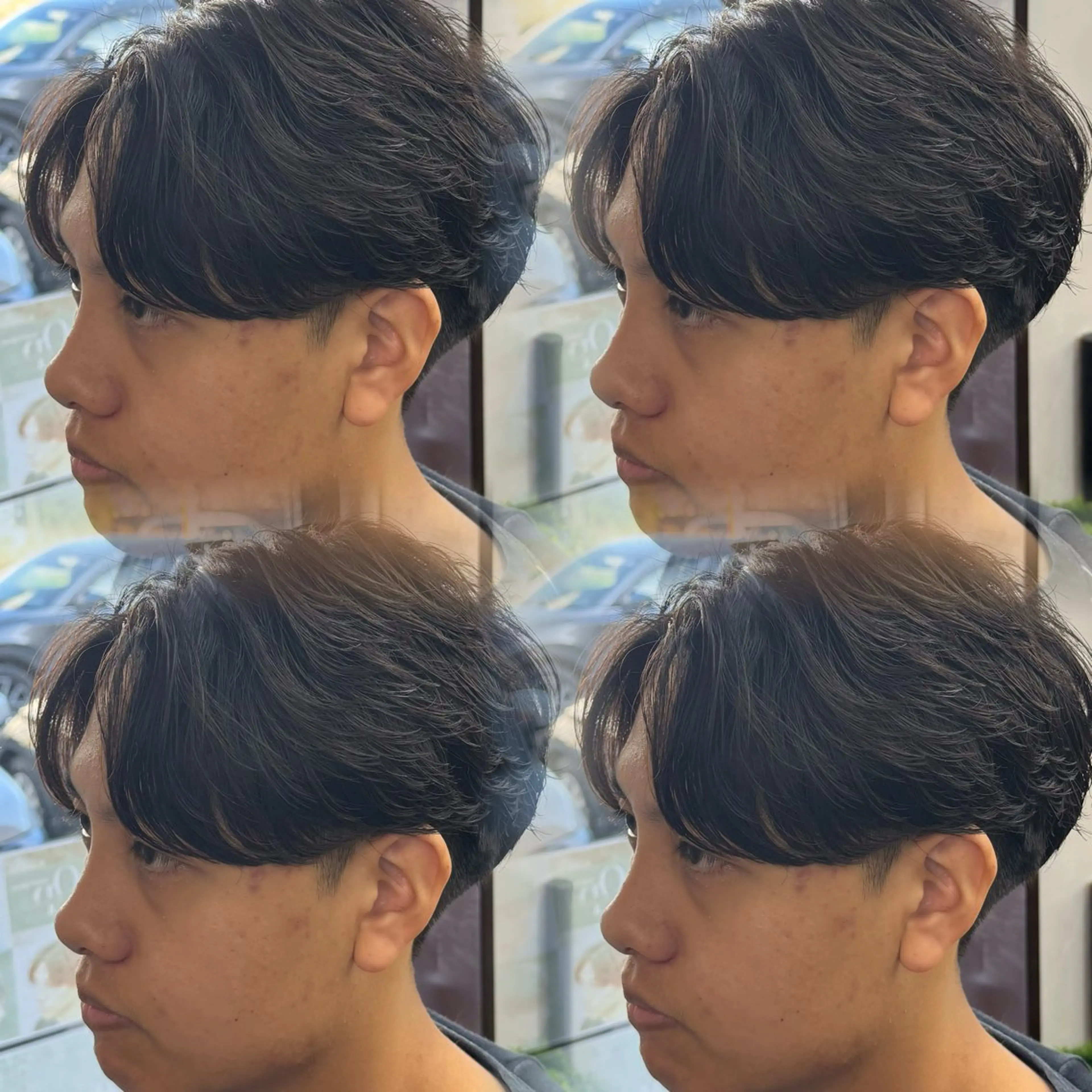 ミディアム メンズ ミディアムパーマ フェザーパーマ メンズパーマ カット パーマ 焼津メンズパーマ特化 大石雄生のヘアスタイル