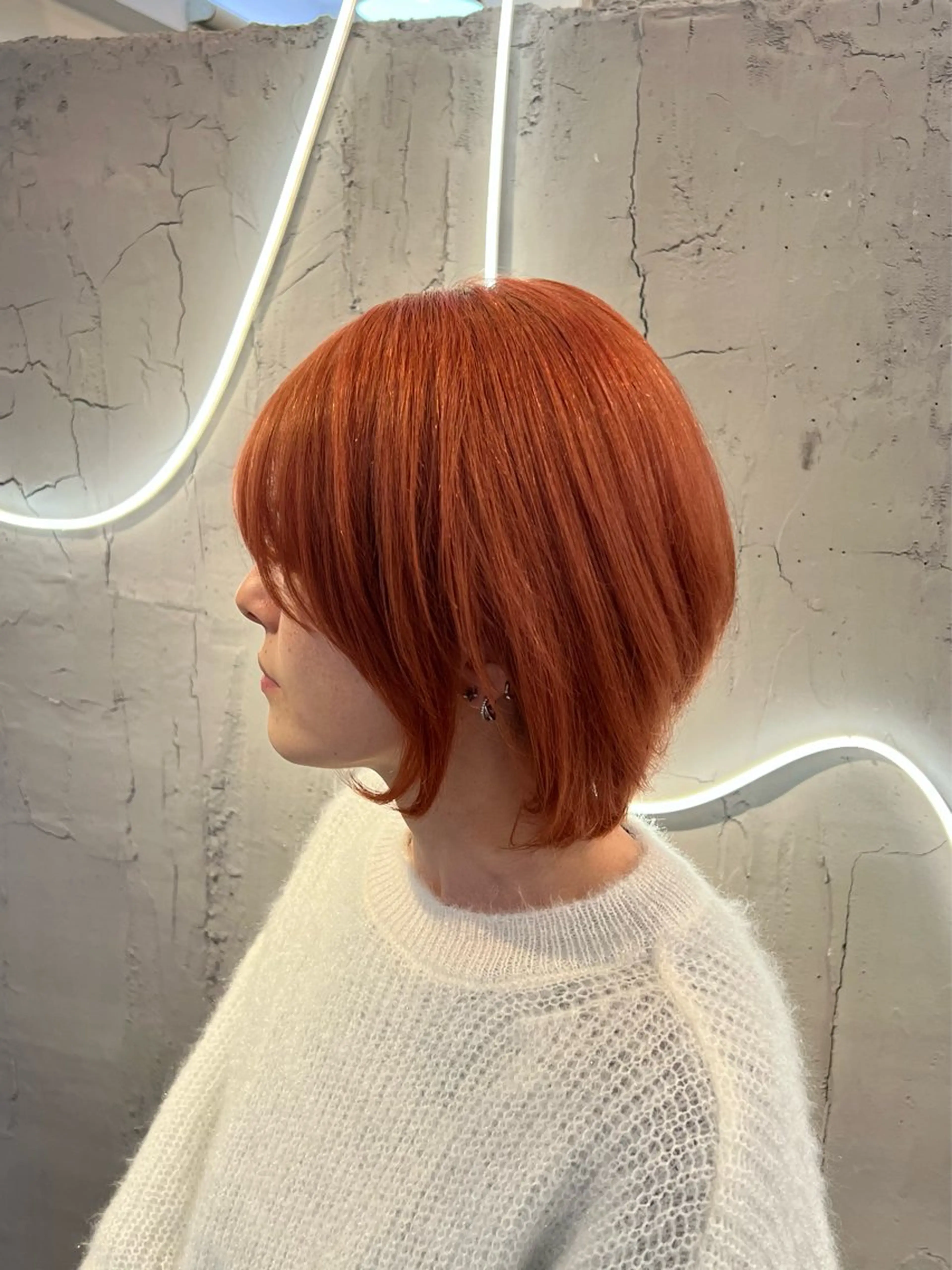 ショート カラー ショートボブ オレンジ オレンジレッド レッドカラー ボブ カット ヘアカラー トリートメント いぐちしょうた🫧 VISAGEbaskのヘアスタイル