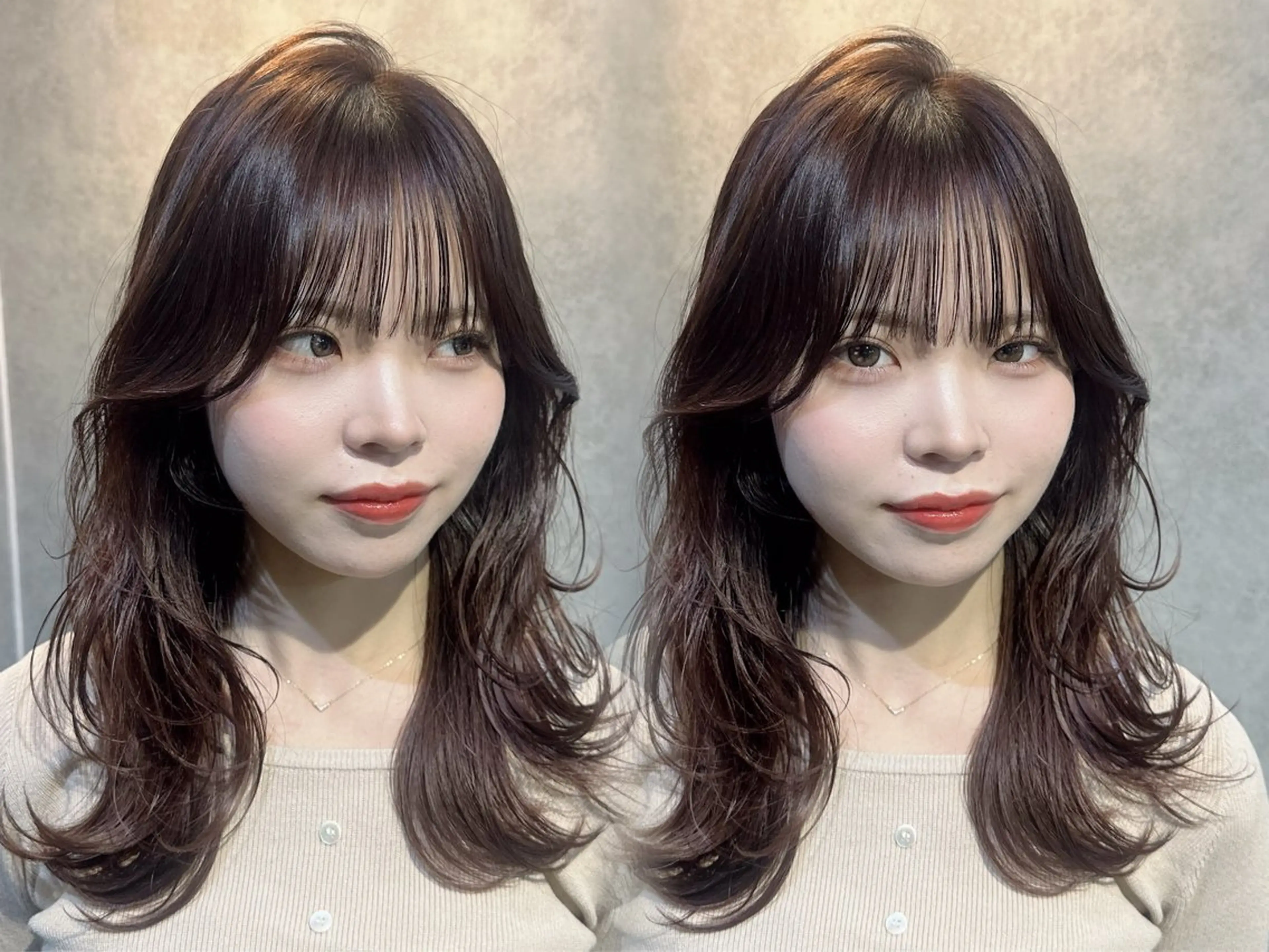 ロング カラー 銀座レイヤーカット ×シースルー前髪のヘアスタイル