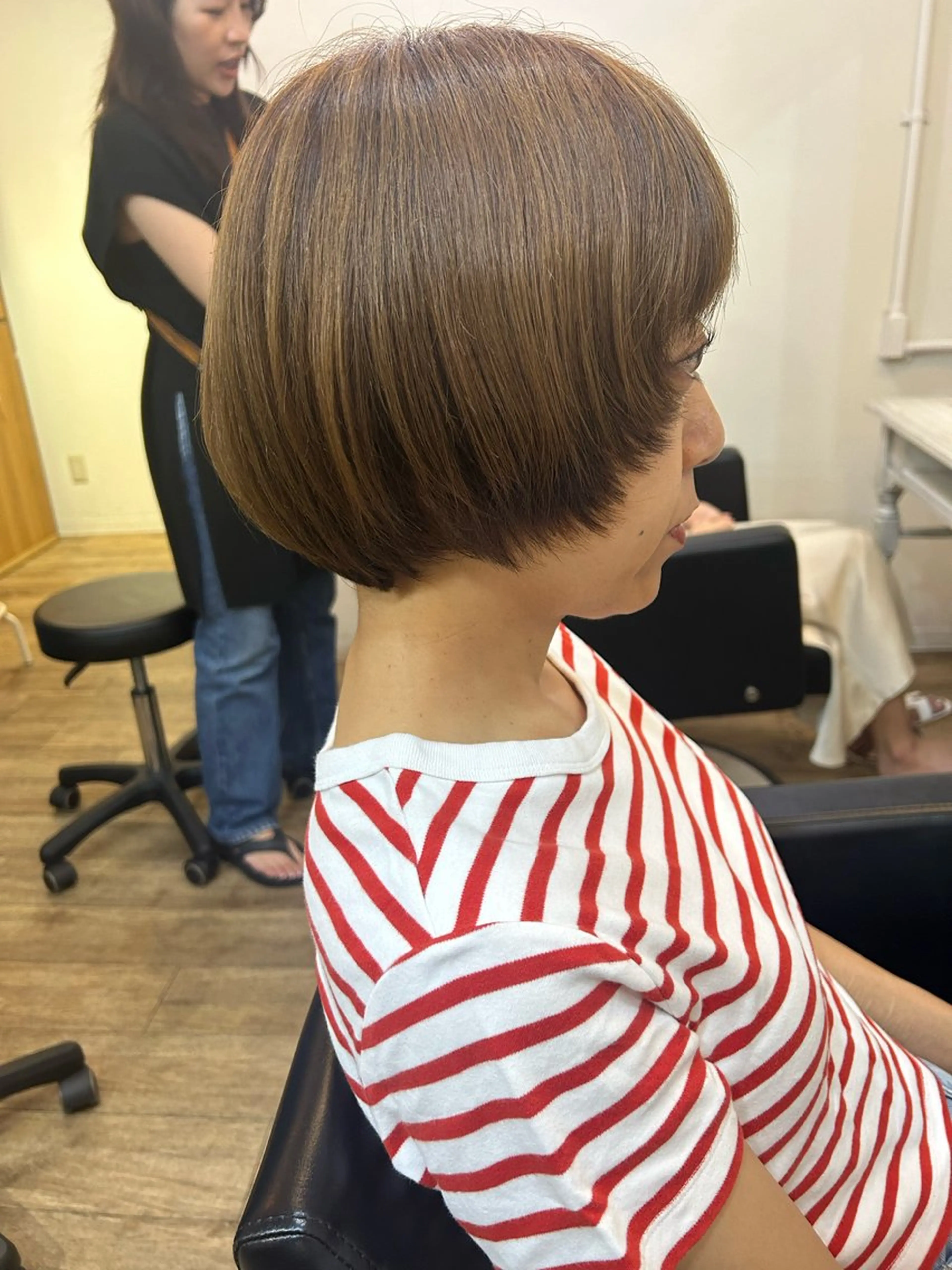 ショート ショートボブ ボブ くびれヘア 顔周りカット 韓国風ヘア ブリーチなしベージュ /ヘアセット/ミユのヘアスタイル