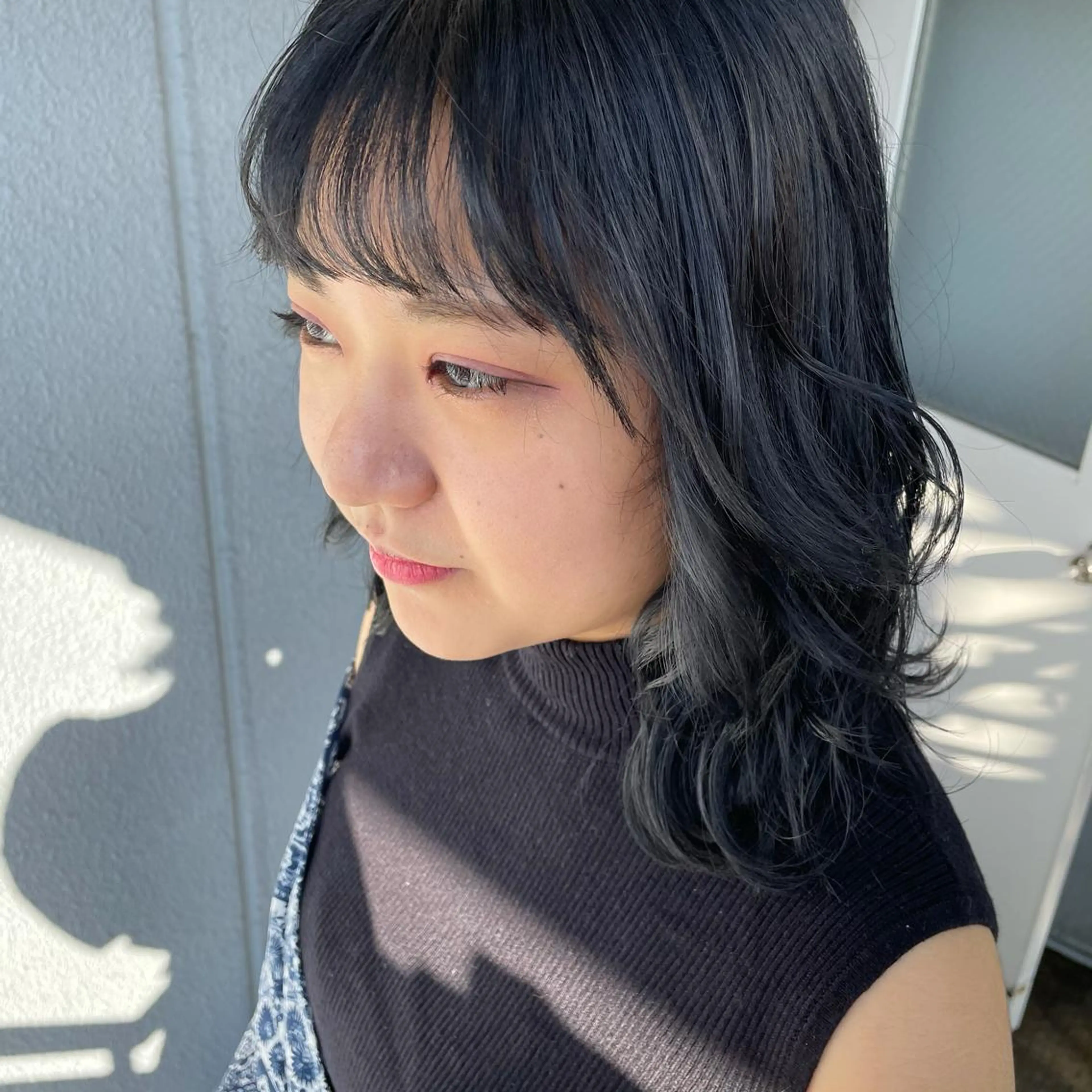 ミディアム カラー ヘアアレンジ ブリーチ ブルーカラー なつき/艶ピンク/ girly hairのヘアスタイル