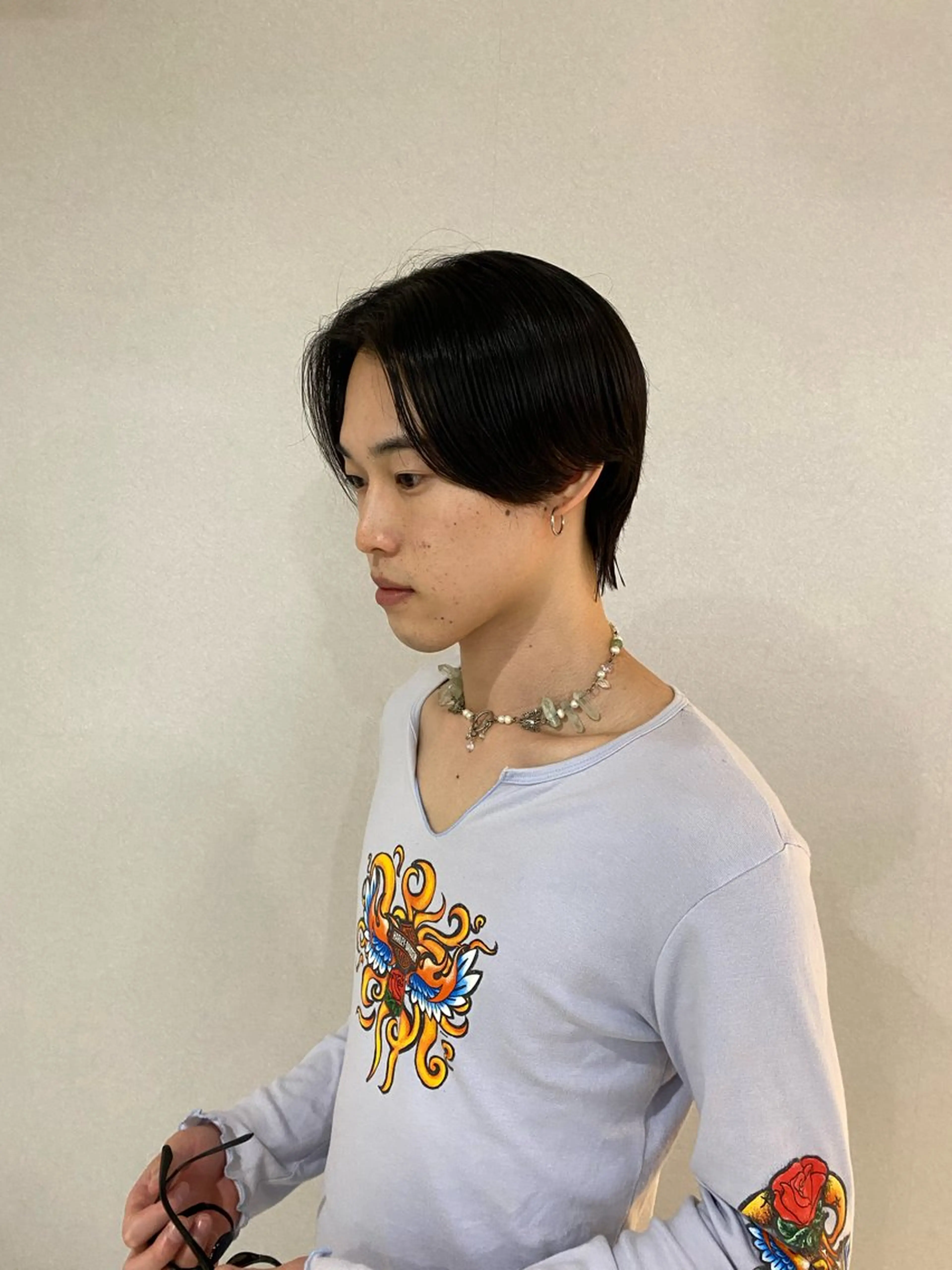 メンズ センターパート メンズ韓国風 ハナダ メイのヘアスタイル