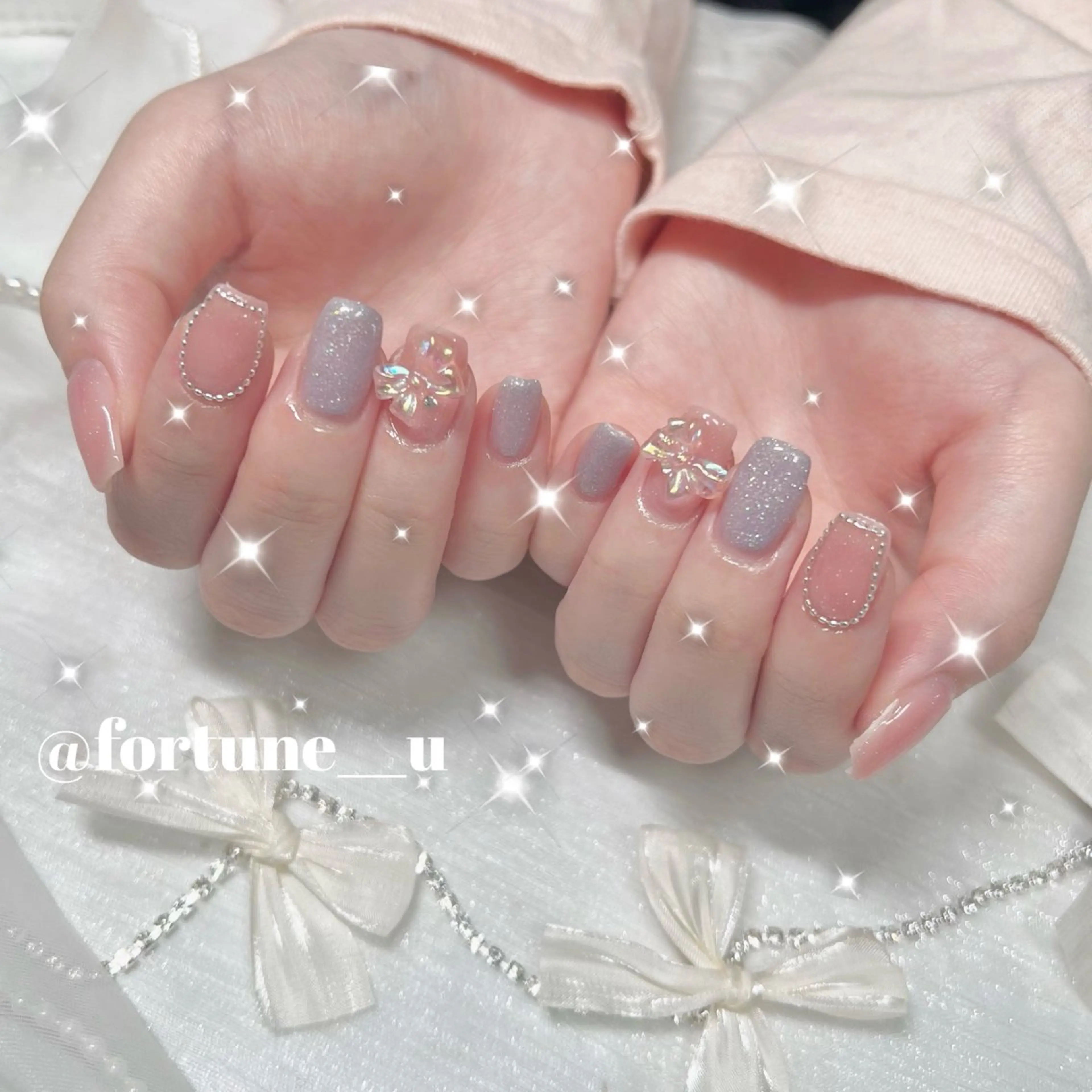 ネイル ガーリー 韓国ネイル オフィスネイル ピンク シンプルネイル ハンドネイル 💜✩.* Yuuna💜のネイルデザイン