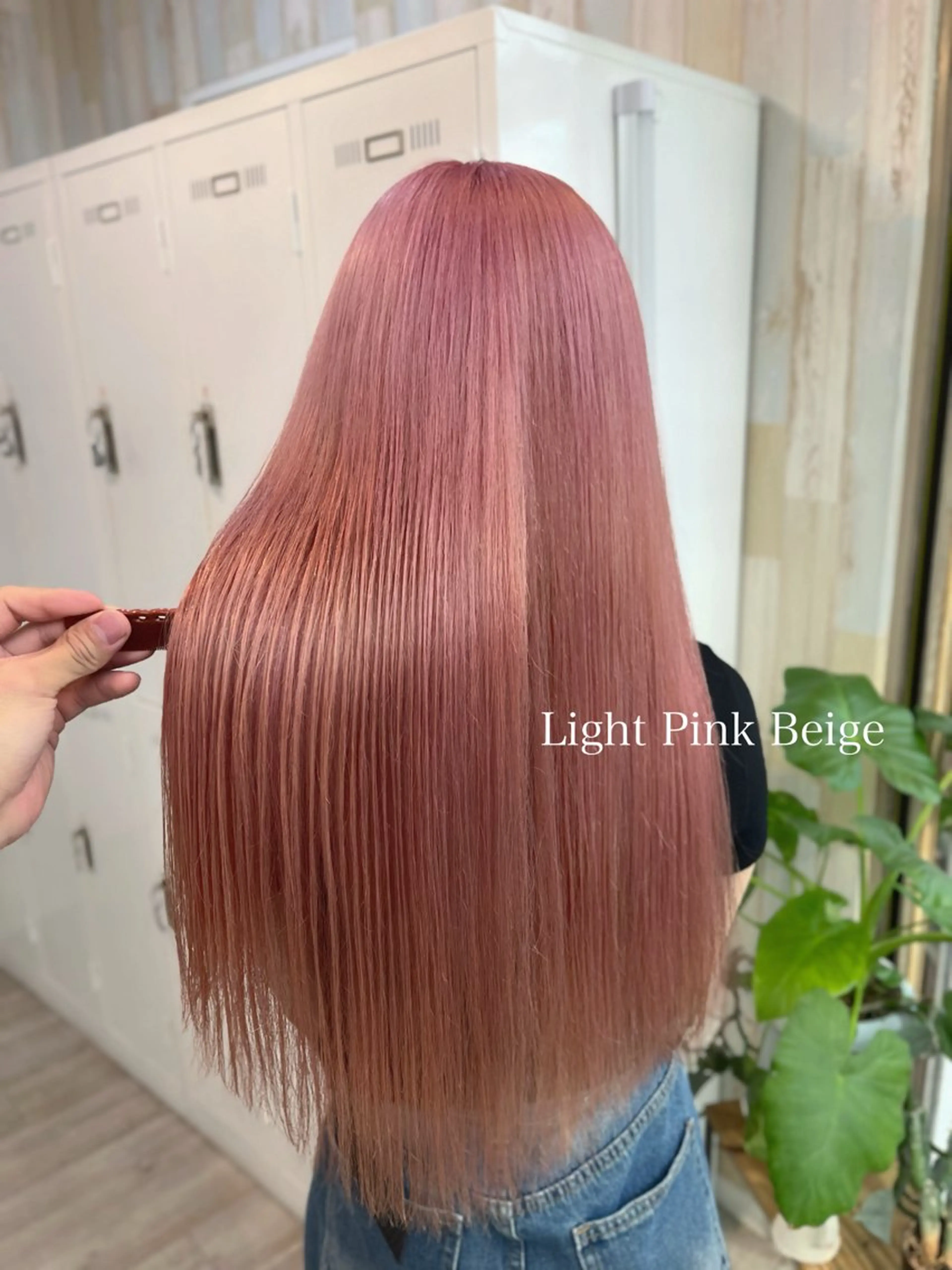 ミディアム カラー パーマ ヘアアレンジ ブリーチ ピンクカラー 髪質改善 トリートメント 二ヶ月綺麗が続くレ イヤー/星野六三四のヘアスタイル