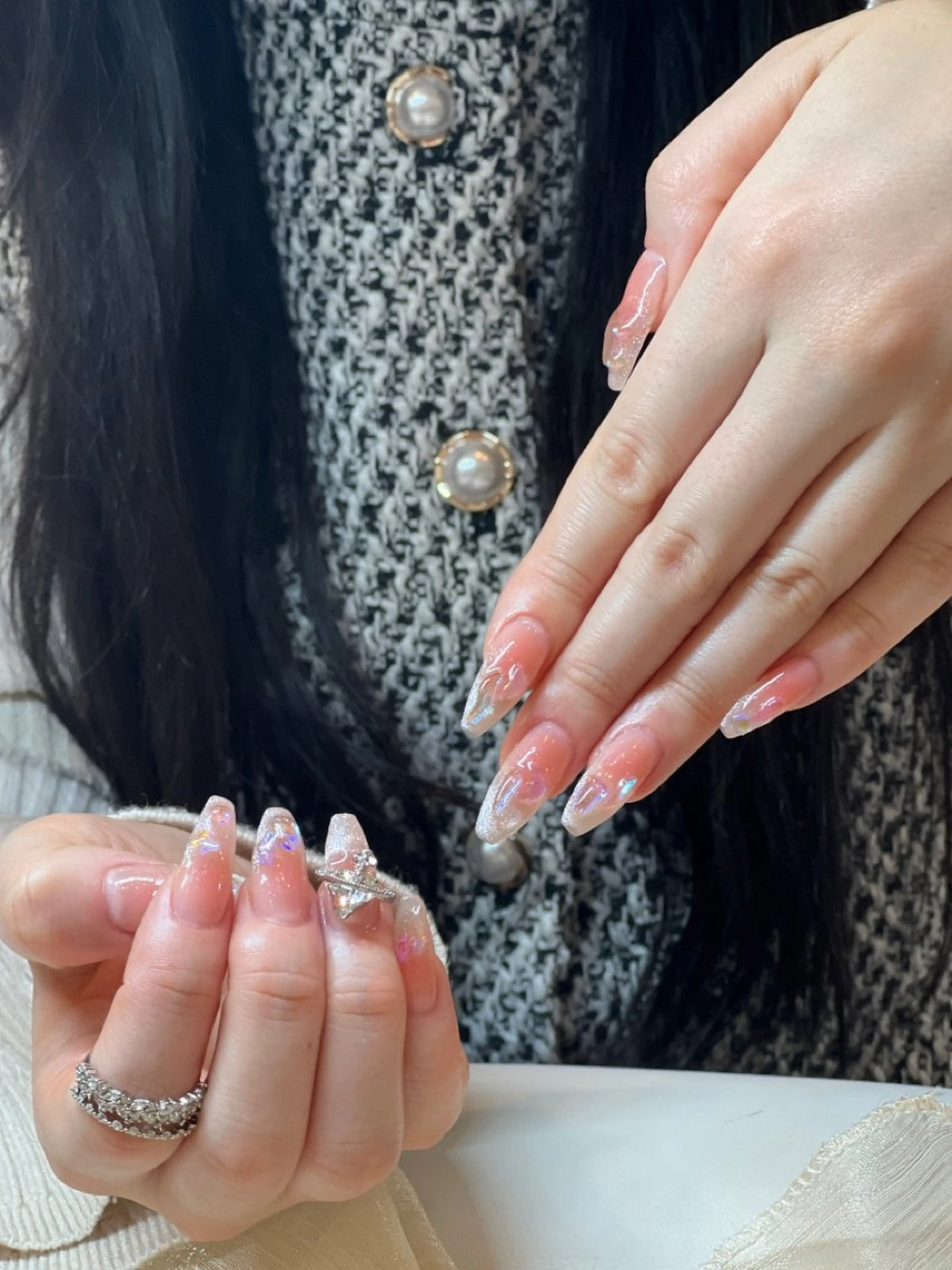 ネイル ジェルネイル ハート 韓国ネイル ニュアンスネイル パラジェル Niko nailサロンのネイルデザイン