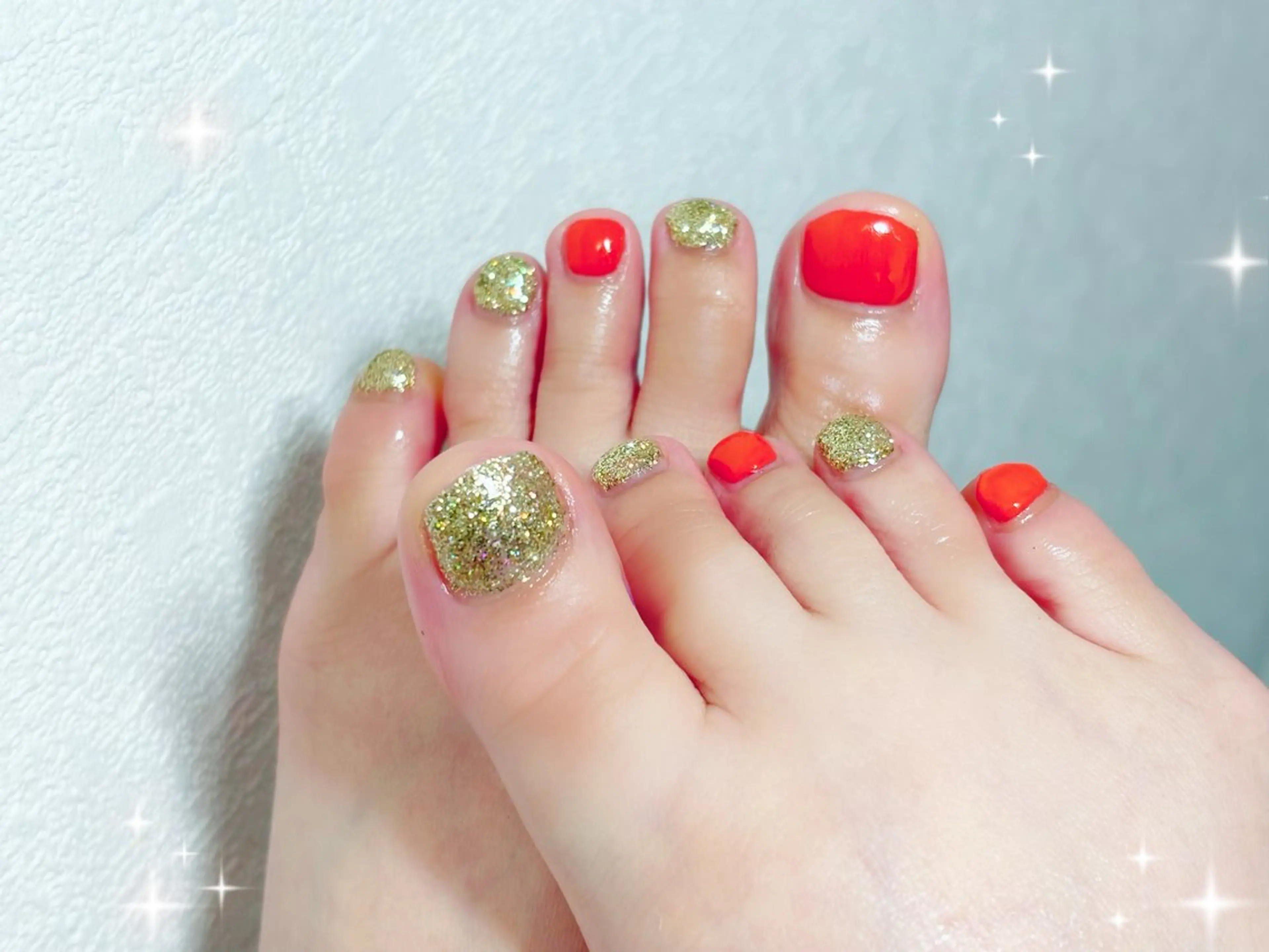 ネイル ゴールド オレンジ non nail ⭐︎のネイルデザイン