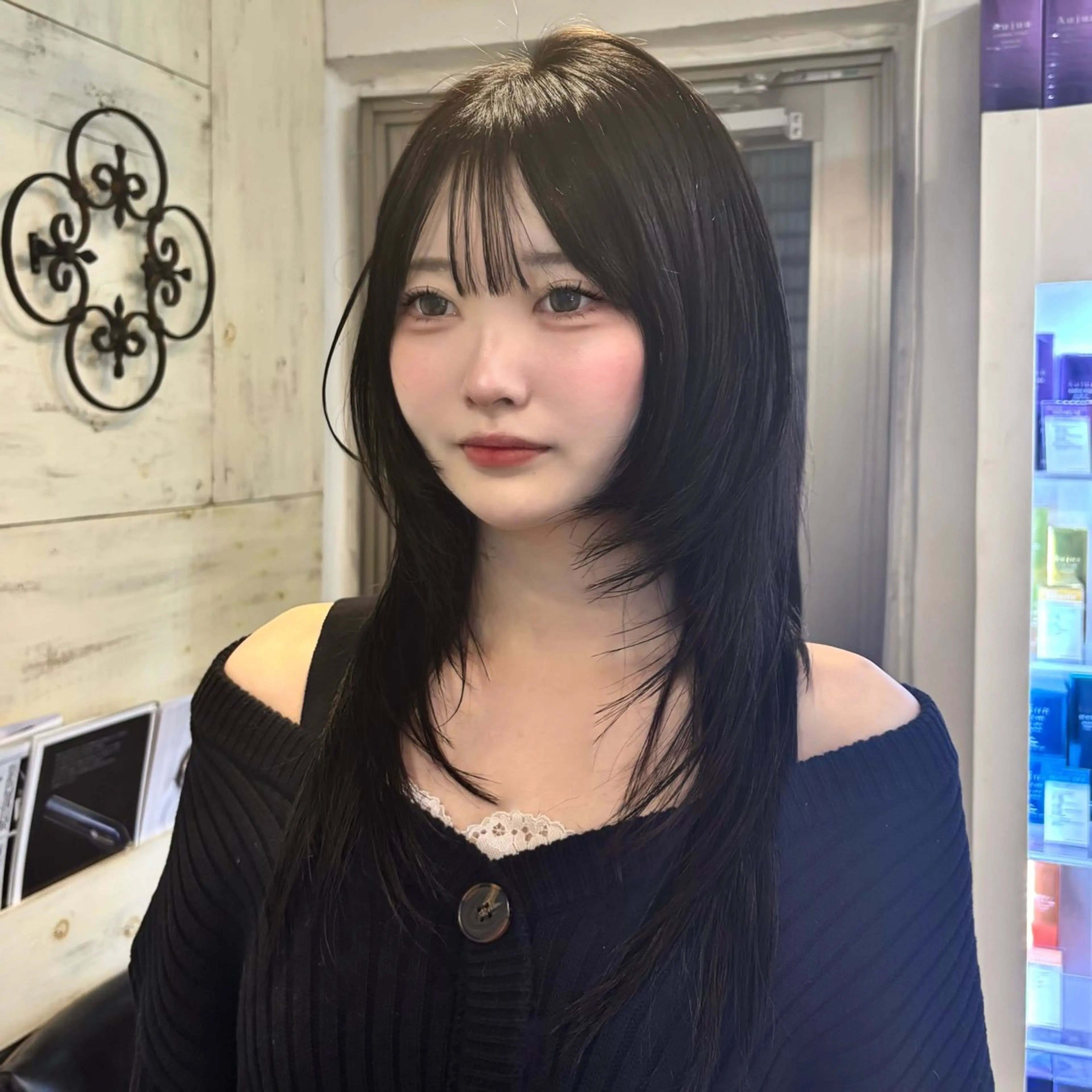 ロング ロングレイヤー くびれヘア ハッシュカット 髪質改善 韓国風ヘア カット トリートメント レイヤー/ハッシュカ ット/顔周り/フウカのヘアスタイル