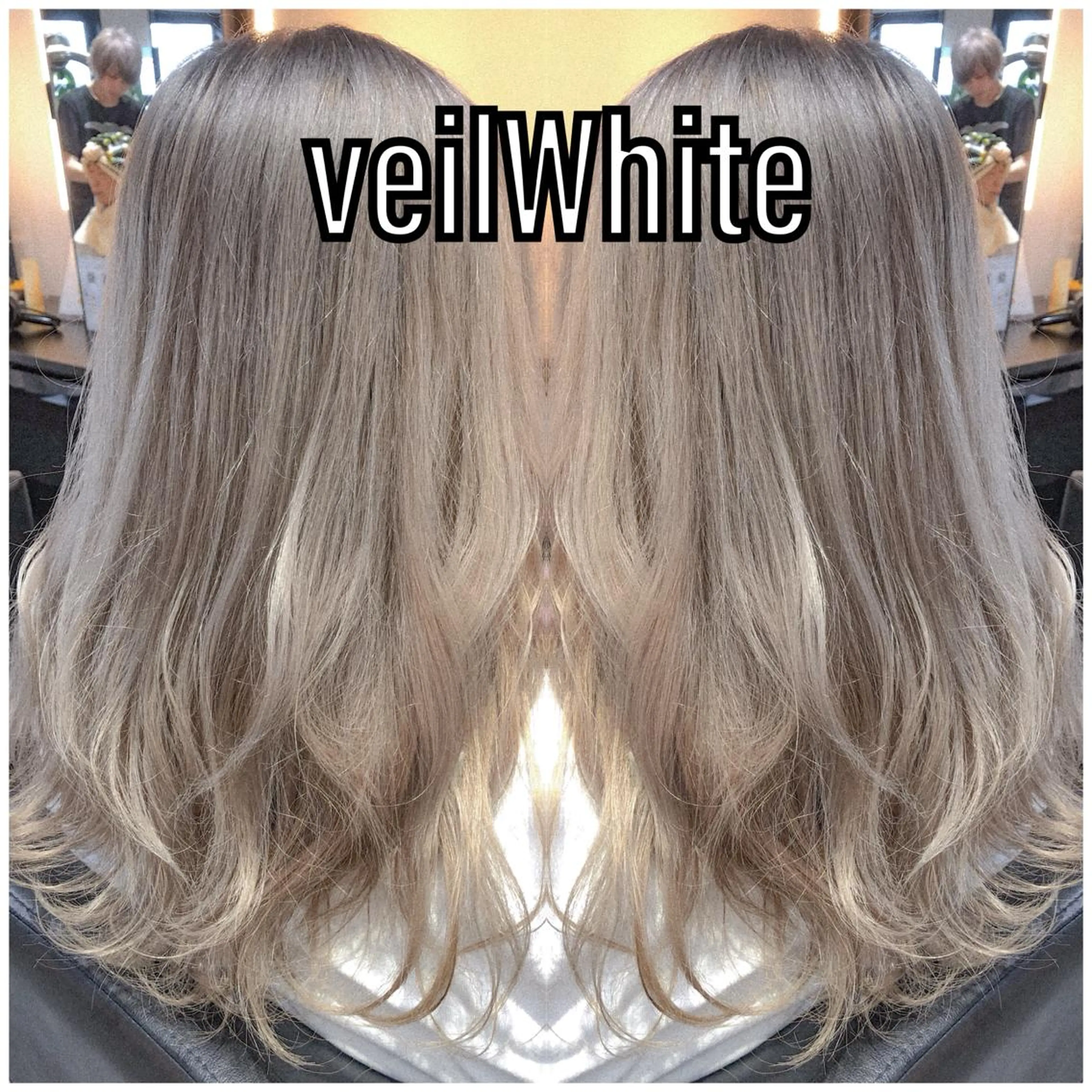 セミロング カラー アッシュ ホワイトアッシュ ハイライト/ブリーチ バレイヤージュ関佳祐のヘアスタイル