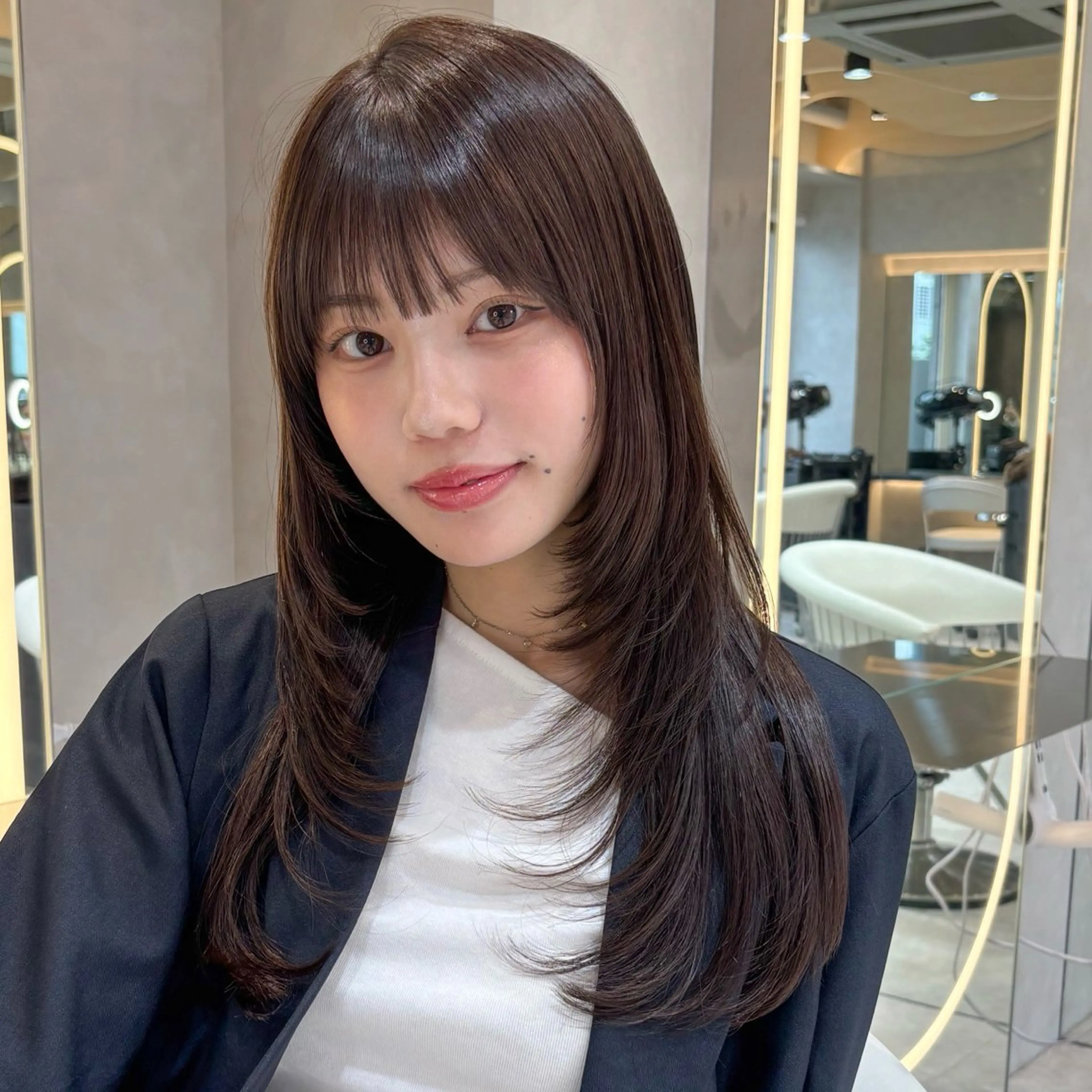 ロング カラー ブラウンカラー レイヤーカット カット ヘアカラー トリートメント 韓国レイヤー🇰🇷 /縮毛矯正💎/月音のヘアスタイル