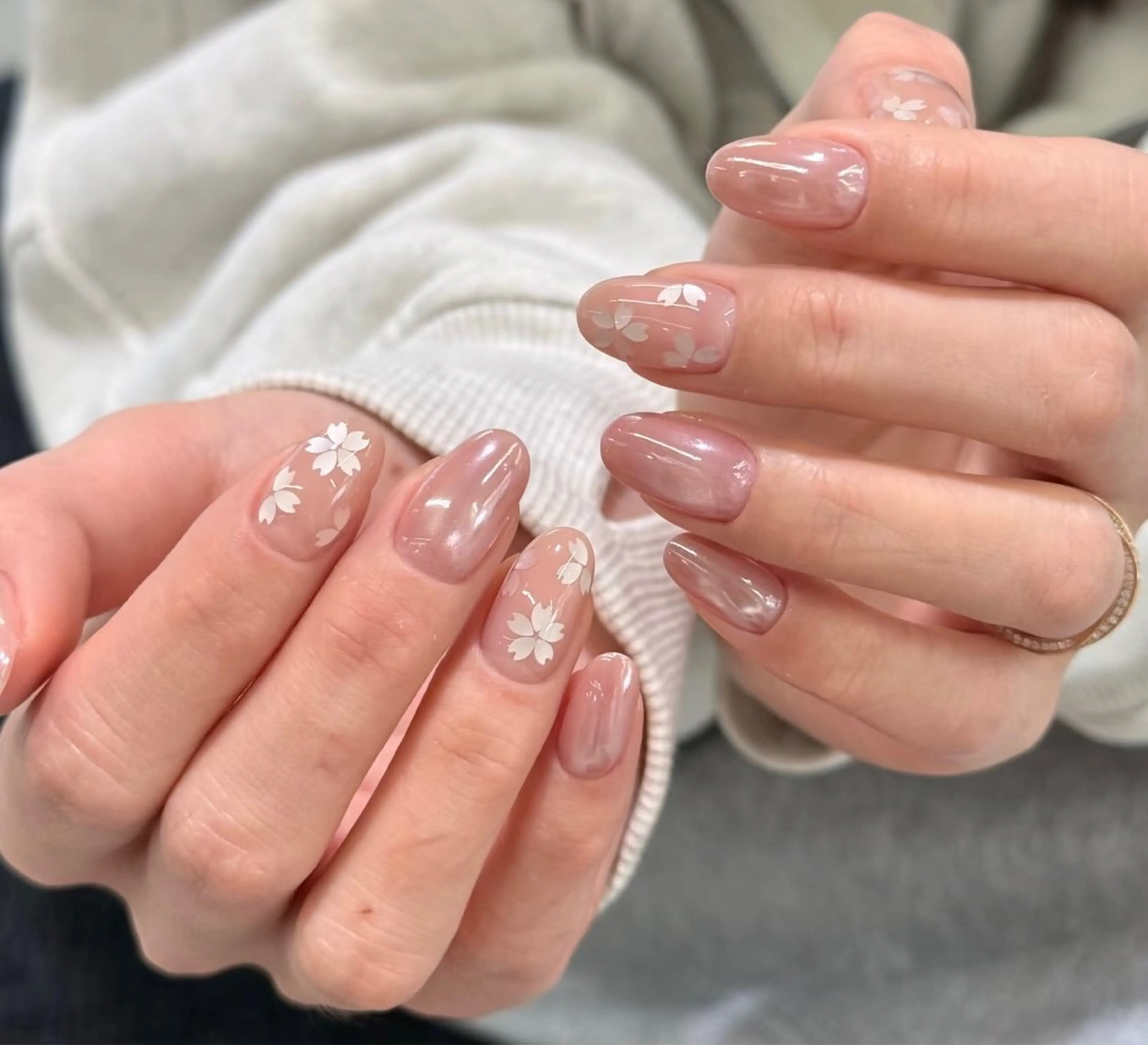 ネイル チークネイル 長さ出し ジェルネイル キラキラネイル 韓国ネイル ハンドネイル H&B せつかのネイルデザイン