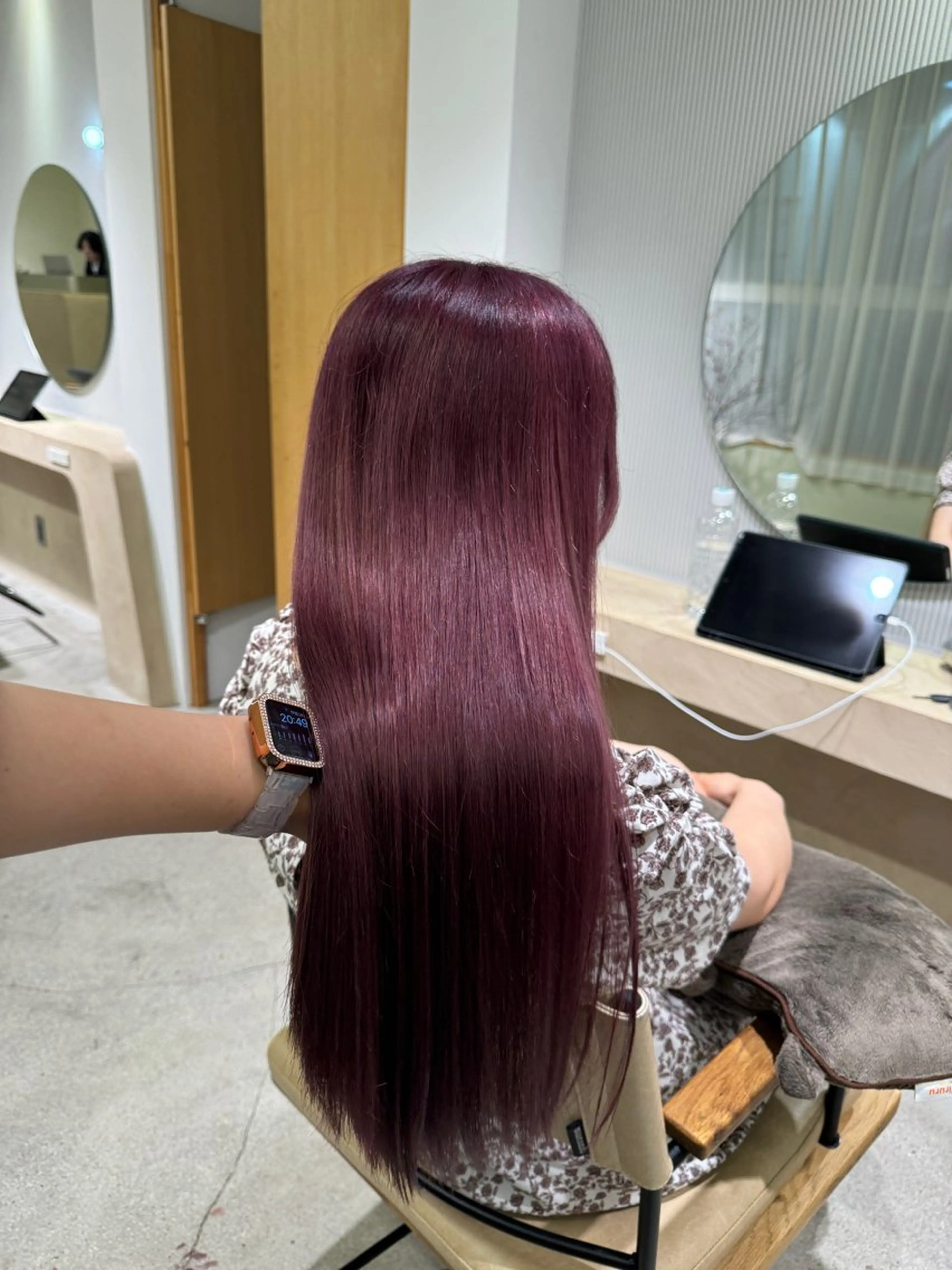 カラー ブリーチ ピンクカラー 落合しほ/韓国ヘア/ 髪質改善/縮毛矯正のヘアスタイル