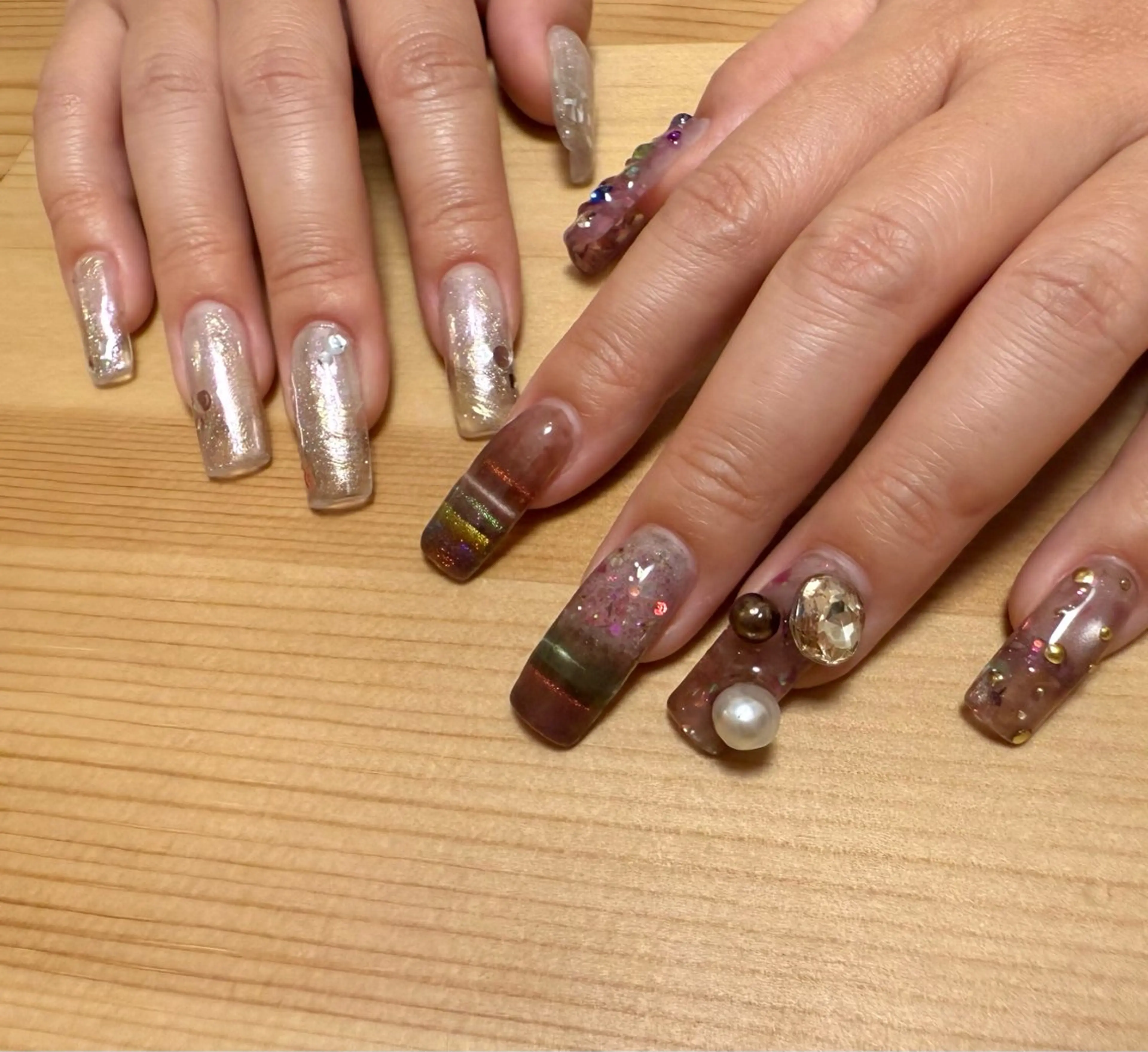 ネイル ブルー ジェルネイル ホログラムネイル マグネットネイル ミラーネイル 岩澤 恵子のネイルデザイン