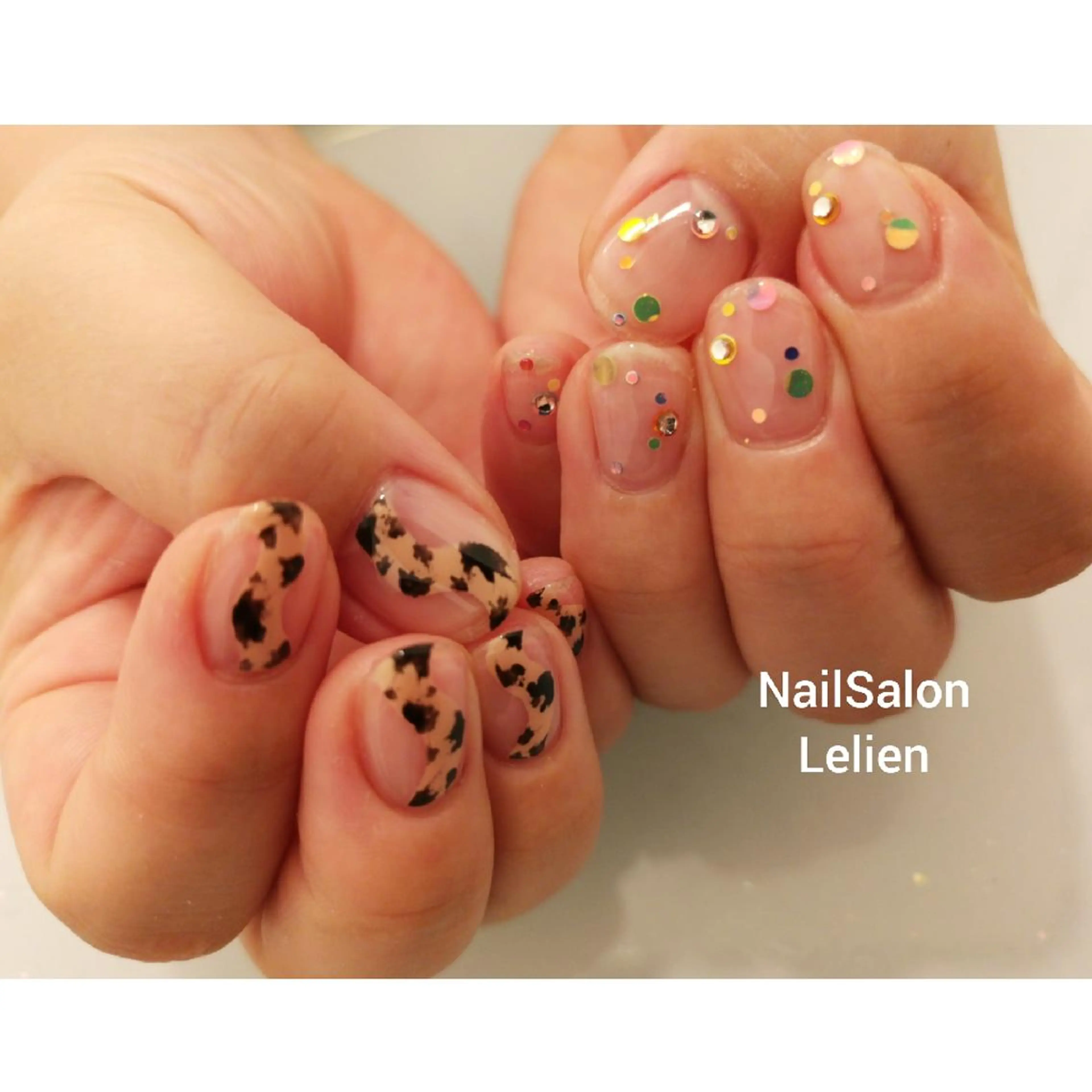 ネイル アニマル柄 クリアネイル ドット 人気エリア💖完全個室【ルリエ】所属・ネイルサロン Lelienルリエのネイルデザイン