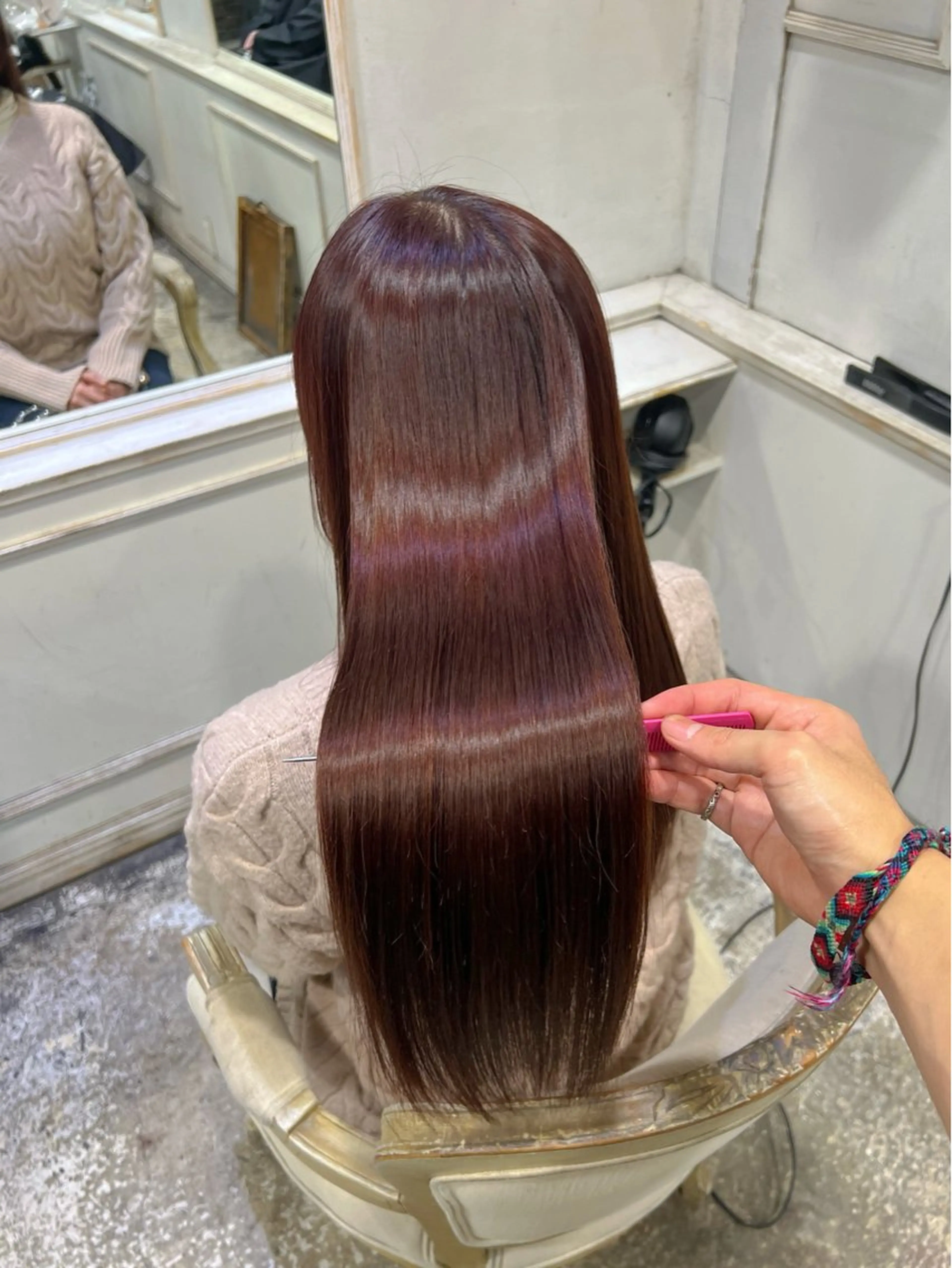 ロング カラー ヘアアレンジ アッシュ ブラウンカラー 透明感カラー レッドカラー レッドブラウン カット ヘアカラー 縮毛矯正 トリートメント レイヤー/艶髪矯正 🪐takushiのヘアスタイル