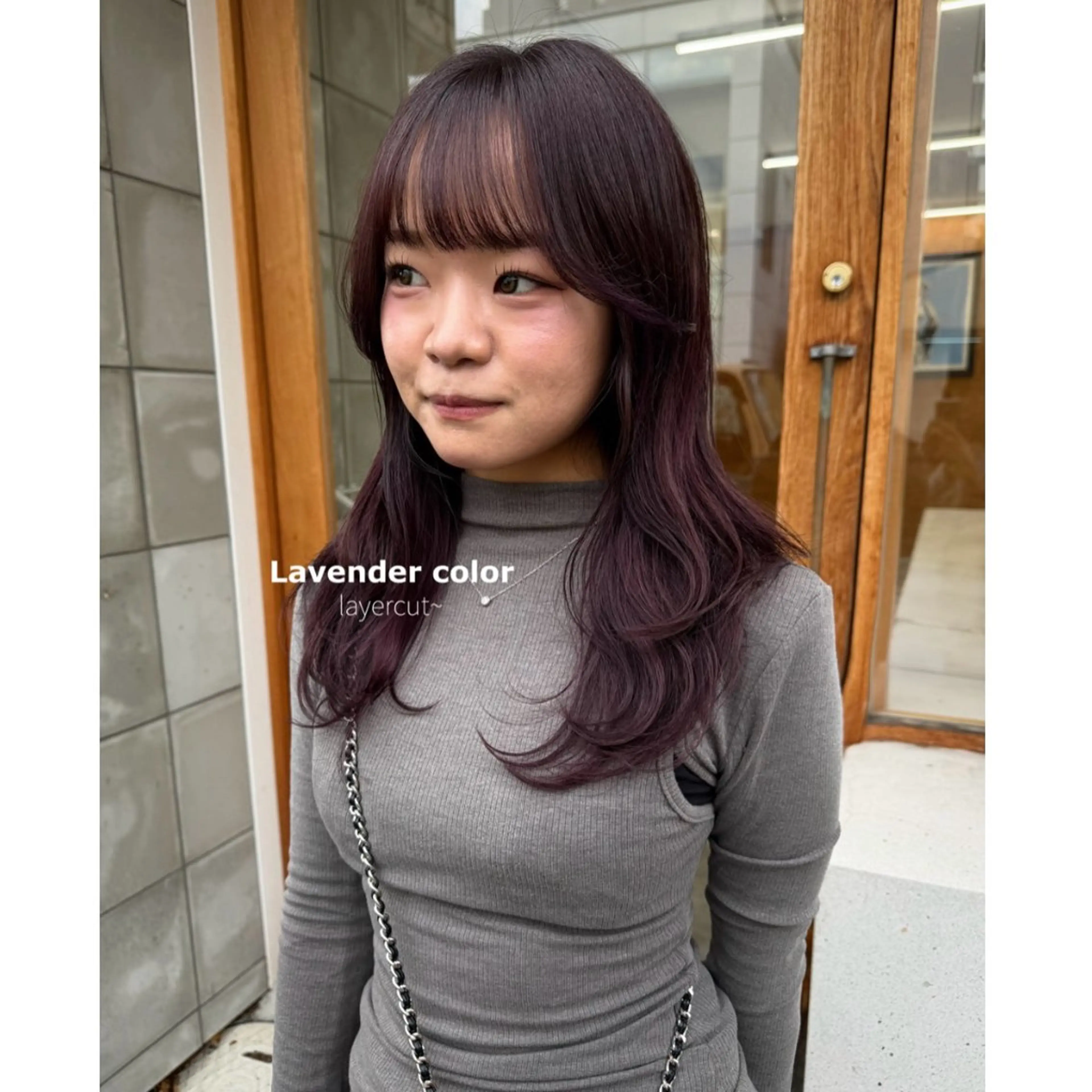 ミディアム カラー ブリーチ ラベンダーカラー カット ヘアカラー トリートメント ボブパーマ/艶カラー 透明感カラー/ユメノのヘアスタイル