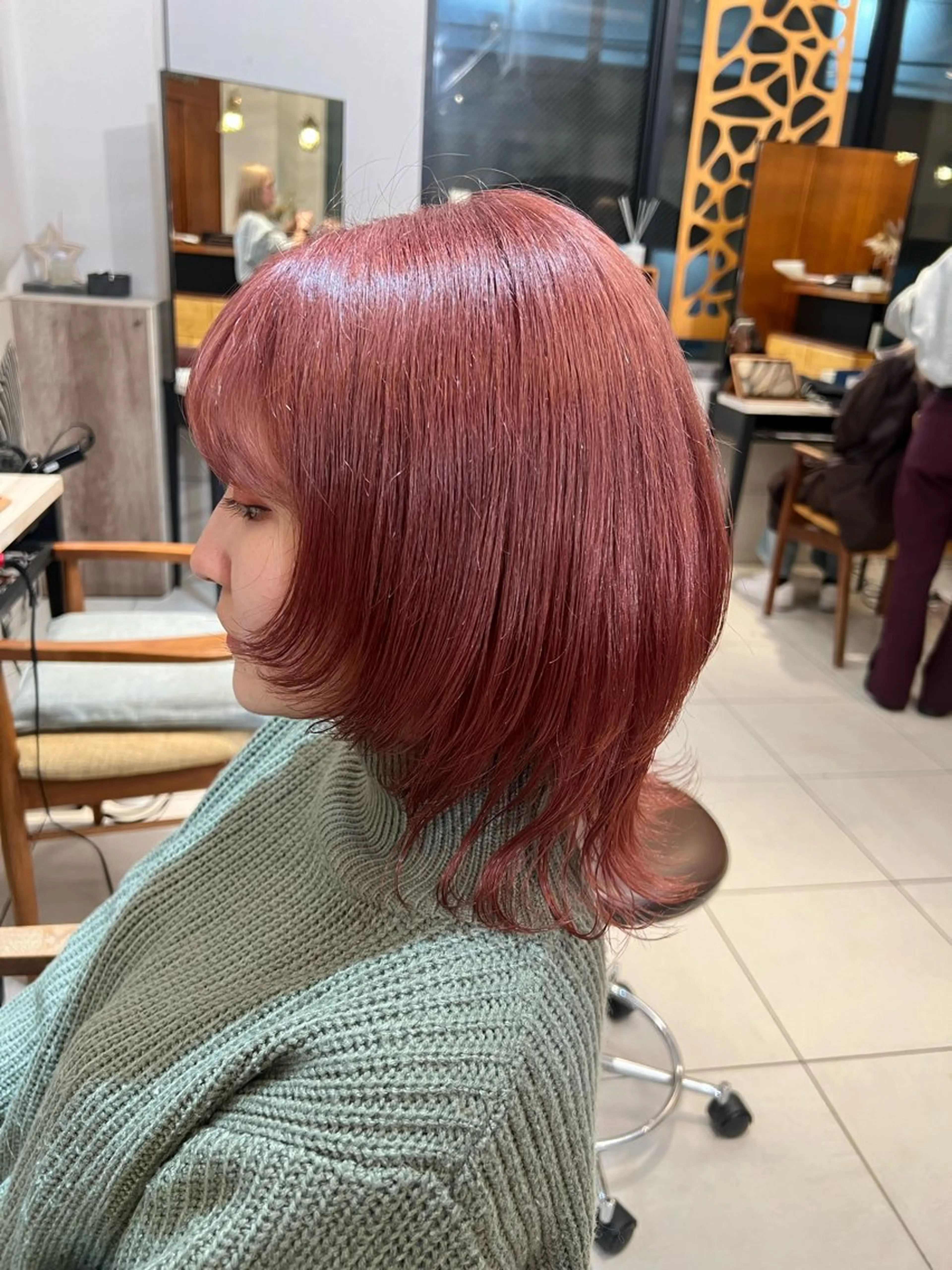 ミディアム カラー オレンジ ピンクカラー ヘアカラー かわの ももな 💜ྀིのヘアスタイル