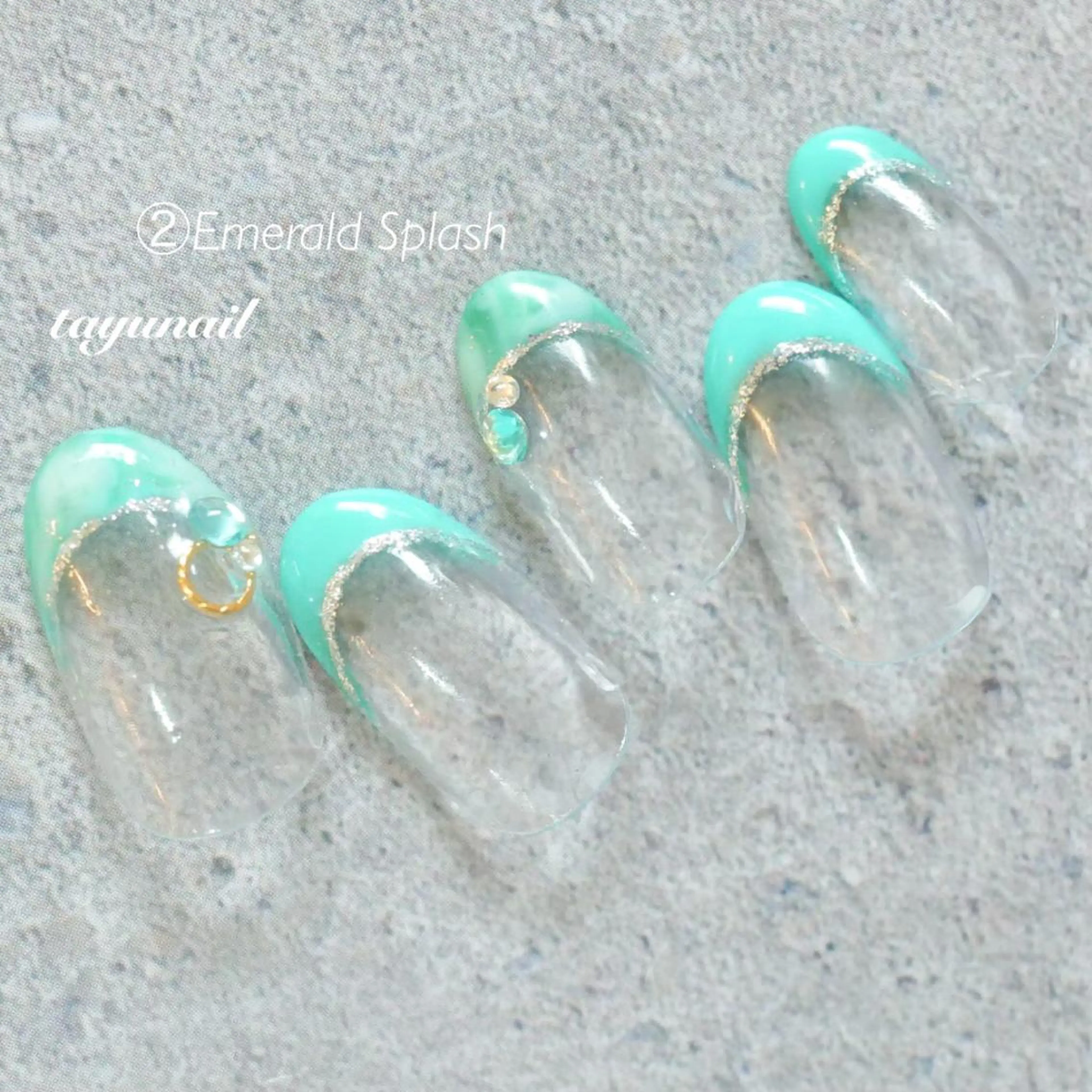 ネイル アートネイル ブルー フレンチネイル ジェルネイル グリーン ネイルサロン・ネイルスクール たゆnail所属・ネイルサロン 【たゆnail】のネイルデザイン