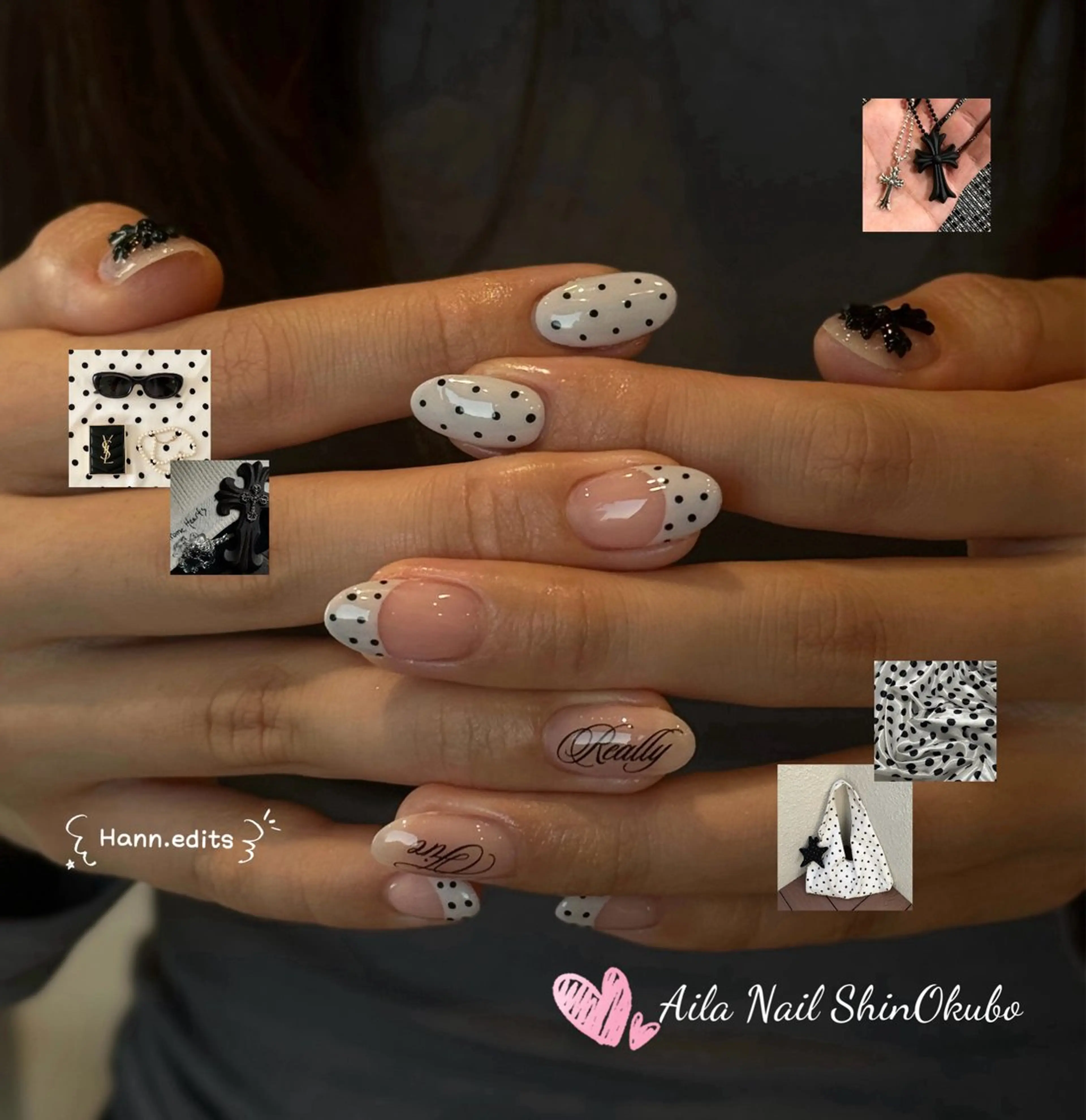 ミディアム 韓国風ヘア ハンドネイル Aila Nail HanChanのネイルデザイン