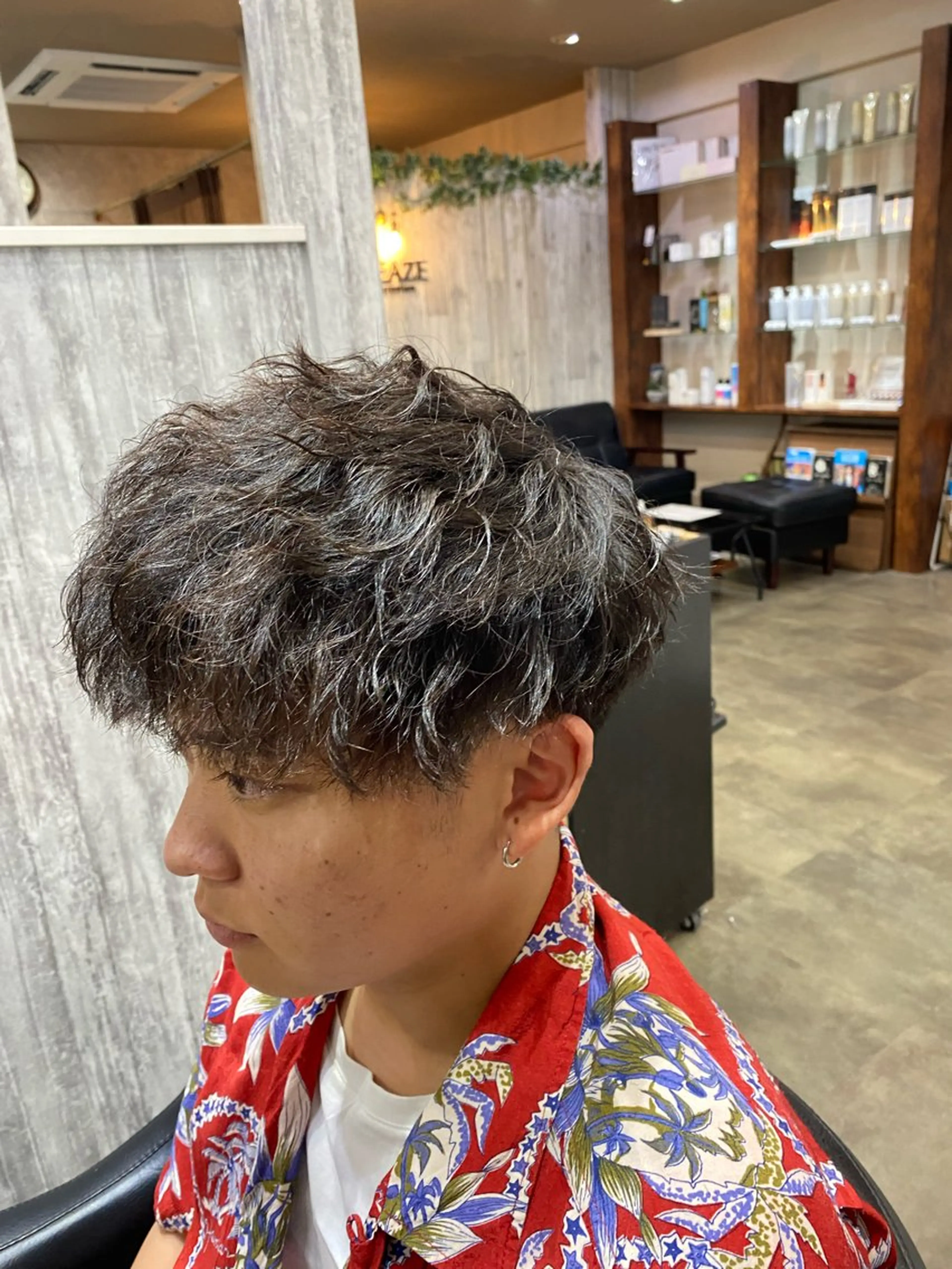 ショート メンズ メンズパーマ カット 福澤玲央／博多／千代 ／メンズカットのヘアスタイル