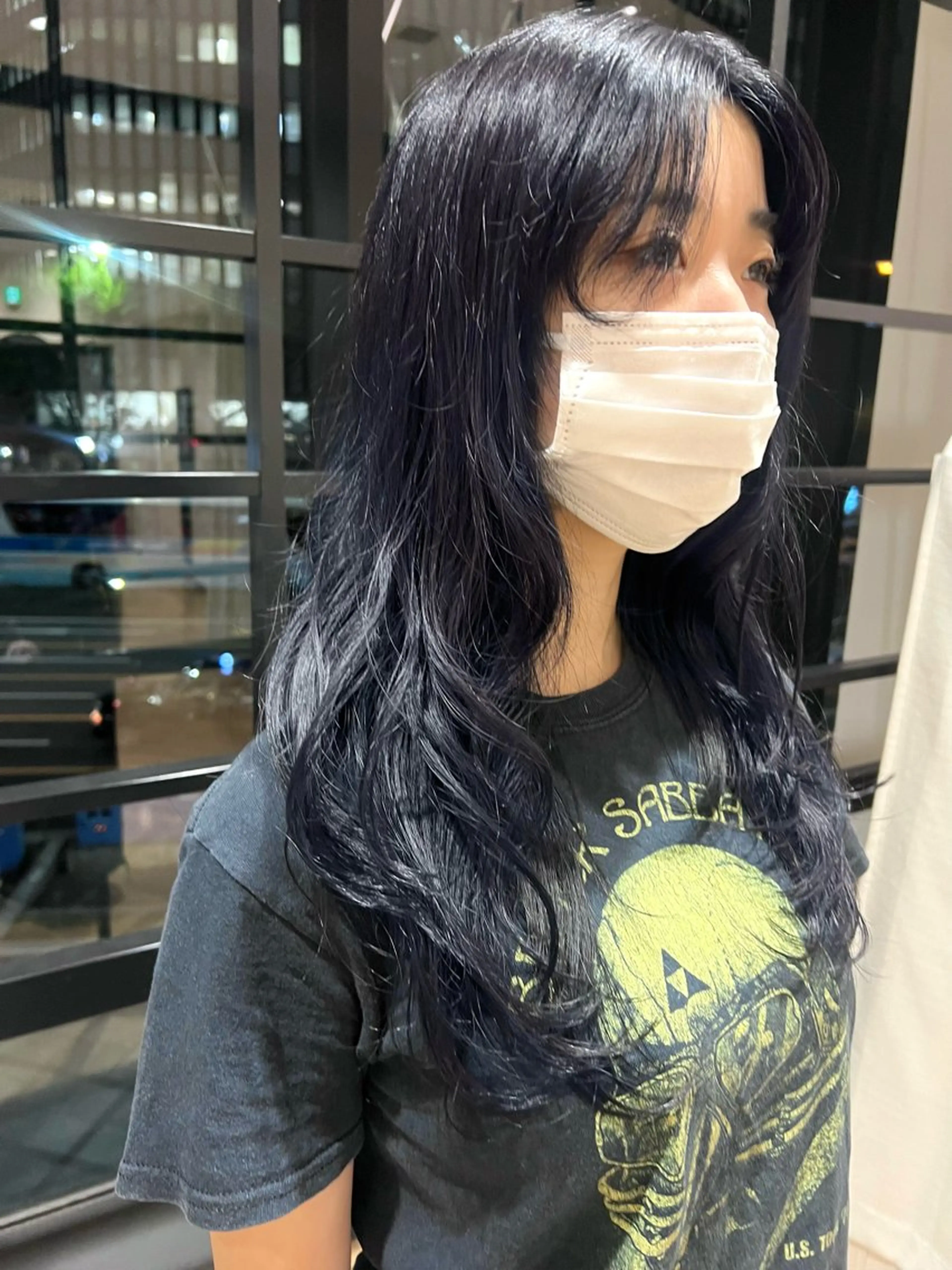 ロング カラー 黒髪 ブルーカラー ブルーブラック レイヤーカット カット ヘアカラー トリートメント 似合わせ/レイヤー 💟SAEのヘアスタイル