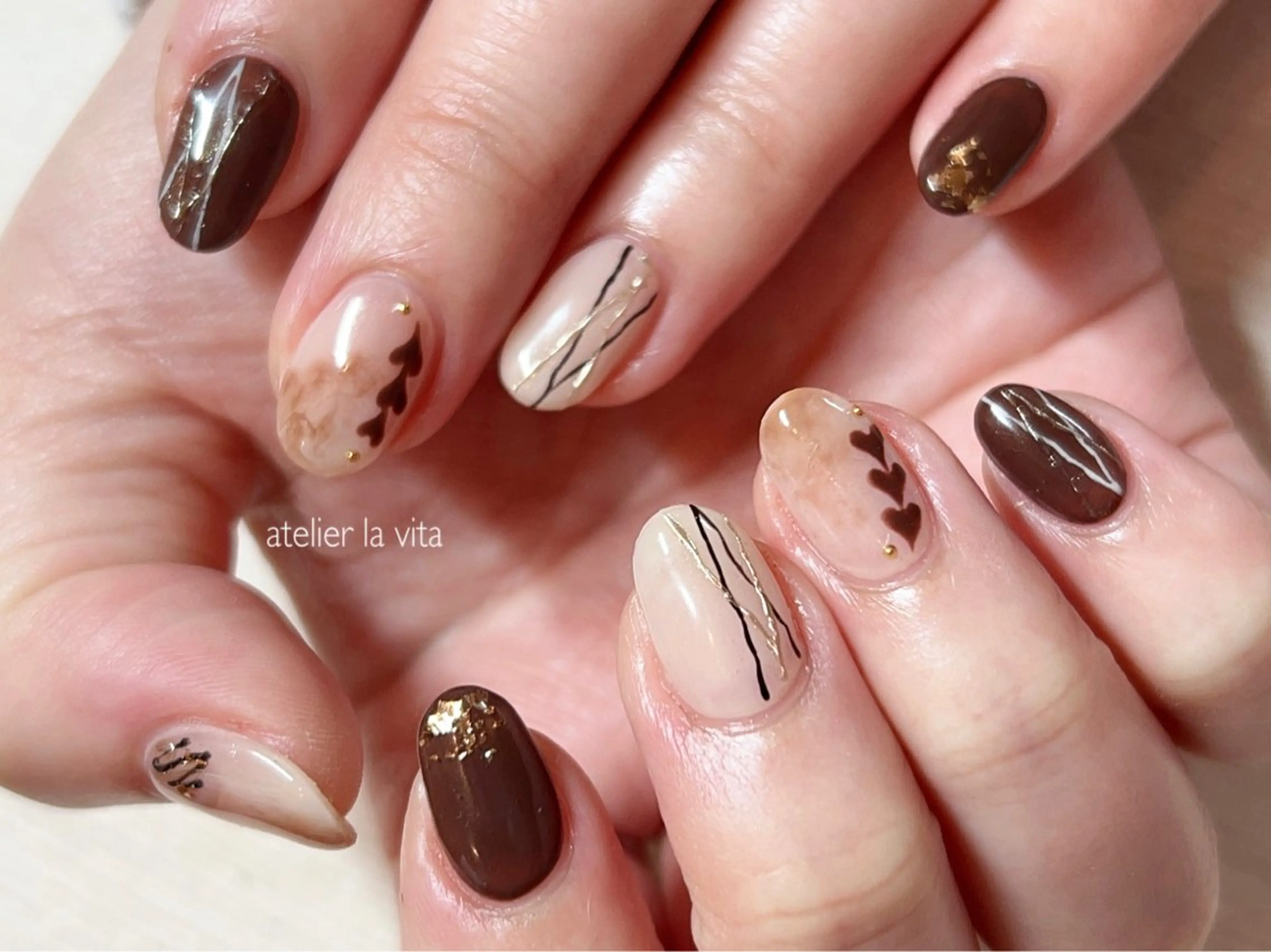 ネイル ジェルネイル ハート 大理石ネイル(マーブル) ミラーネイル スカルプネイル ハンドネイル lavita. mimuraのネイルデザイン