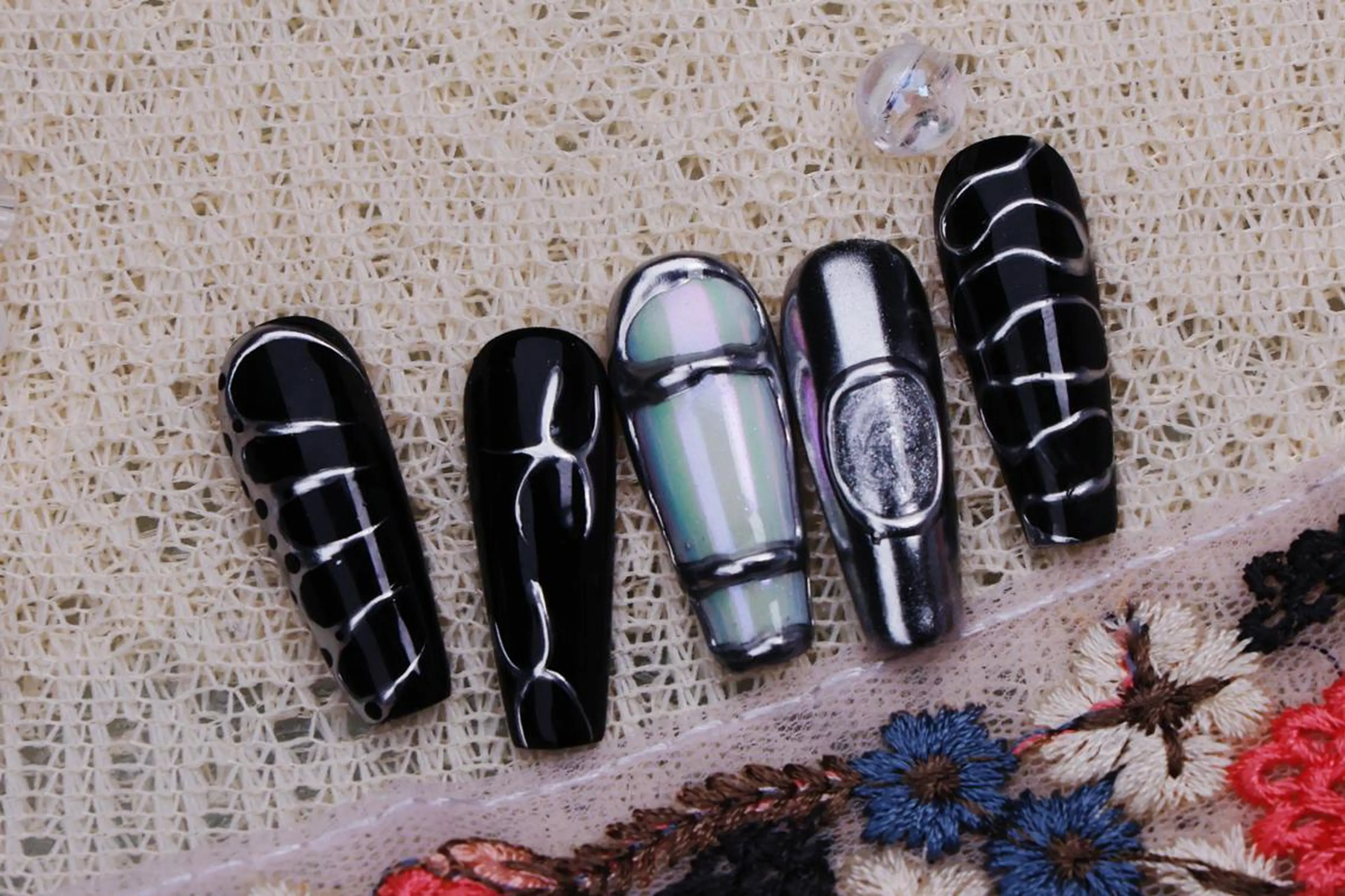 ネイル ハロウィン ロングネイル マグネットネイル スカルプネイル ネイルチップ MSSugar Nailのネイルデザイン