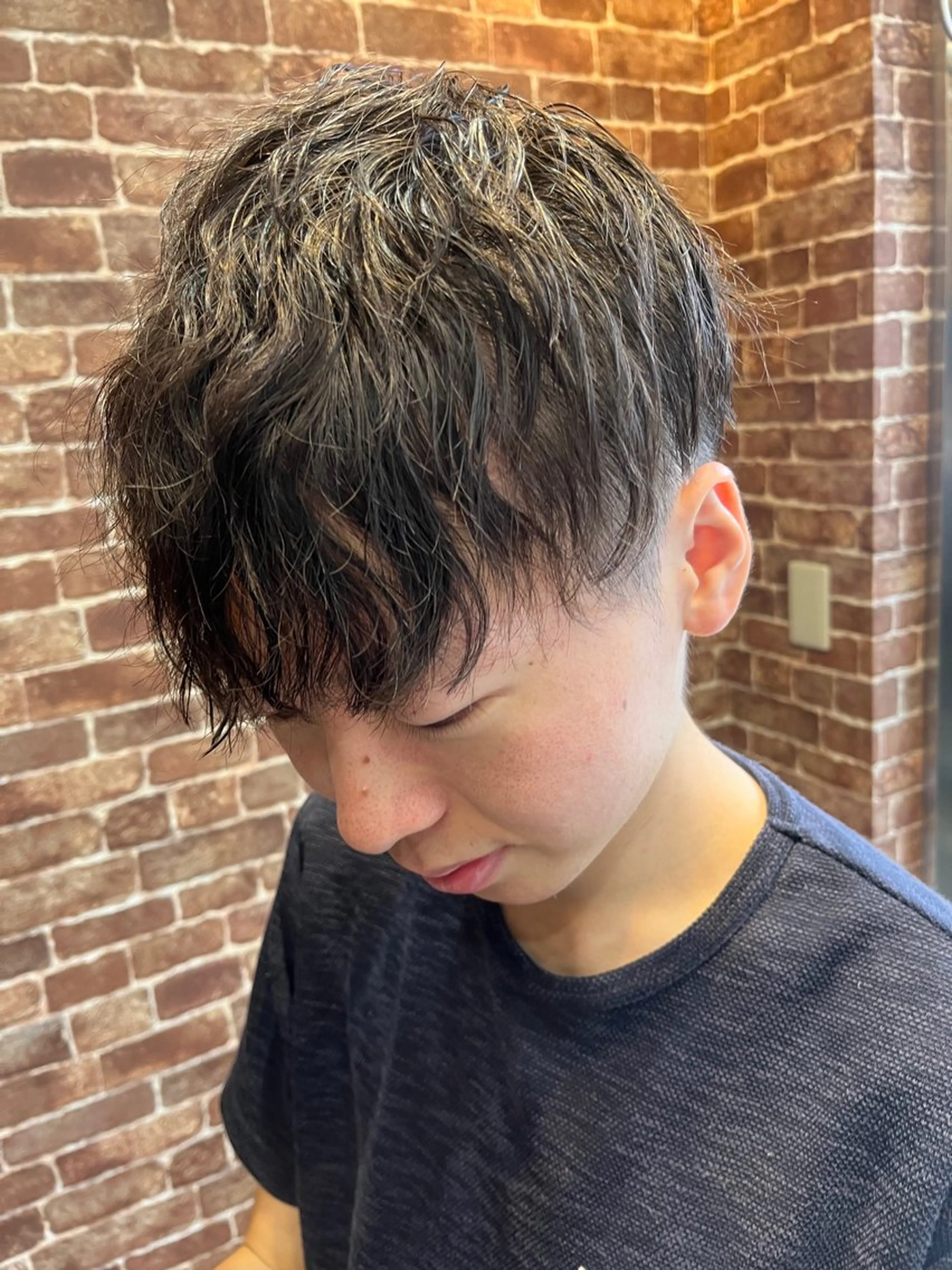 ショート カラー メンズ カット パーマ 久木原 ゆりのヘアスタイル