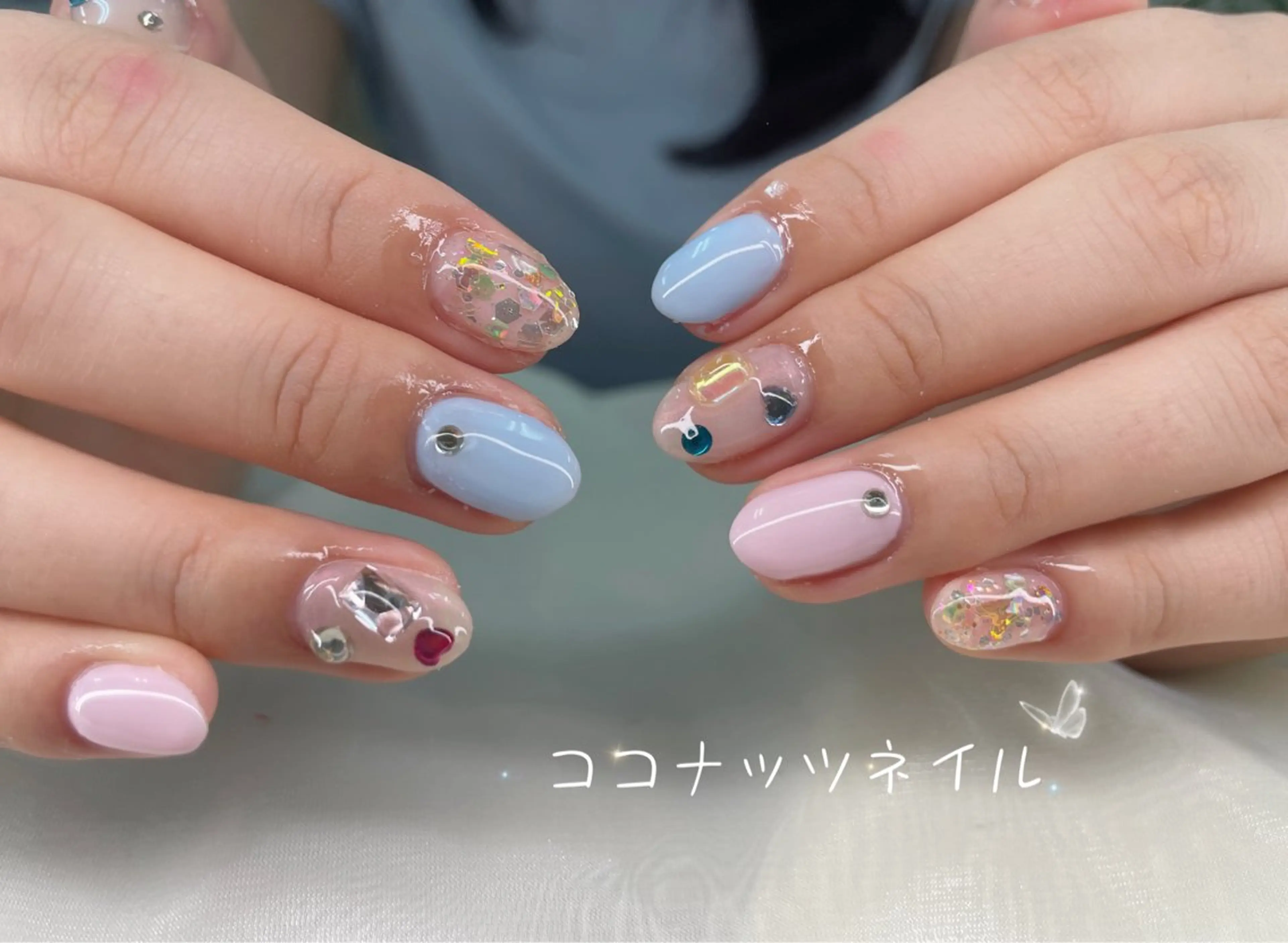 ネイル べっ甲ネイル フレンチネイル キラキラネイル マグネットネイル 大理石ネイル(マーブル) ハンドネイル 神田 ココナッツのネイルデザイン