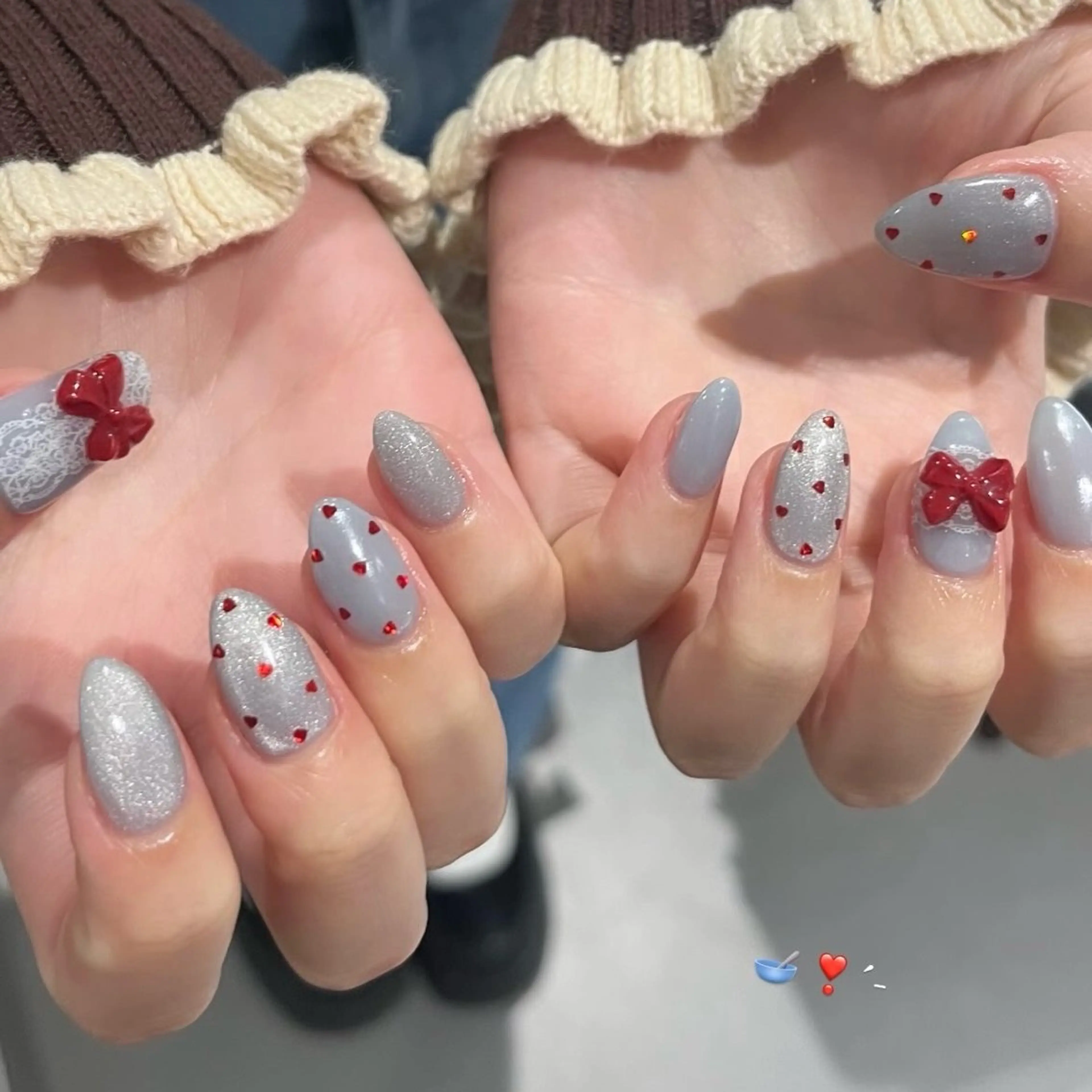 ネイル ブルー ガーリー マグネットネイル リボン ハンドネイル miyuu🤍 @__miyuu._のその他イメージ