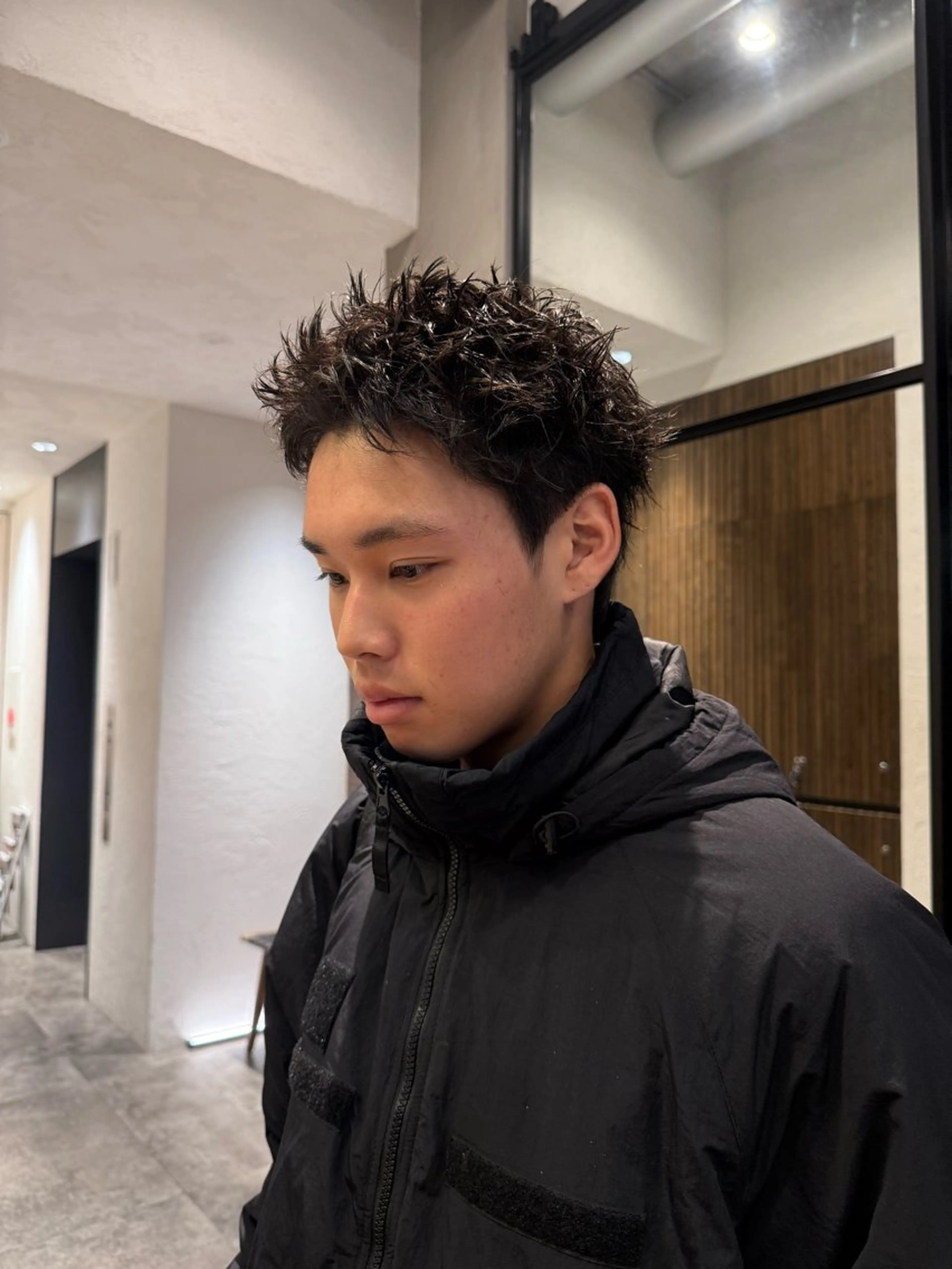 ショート パーマ メンズ メンズパーマ スパイキーショート ショートヘア カット パーマ メンズショート/ピン パーマ/新宿/フウガのヘアスタイル