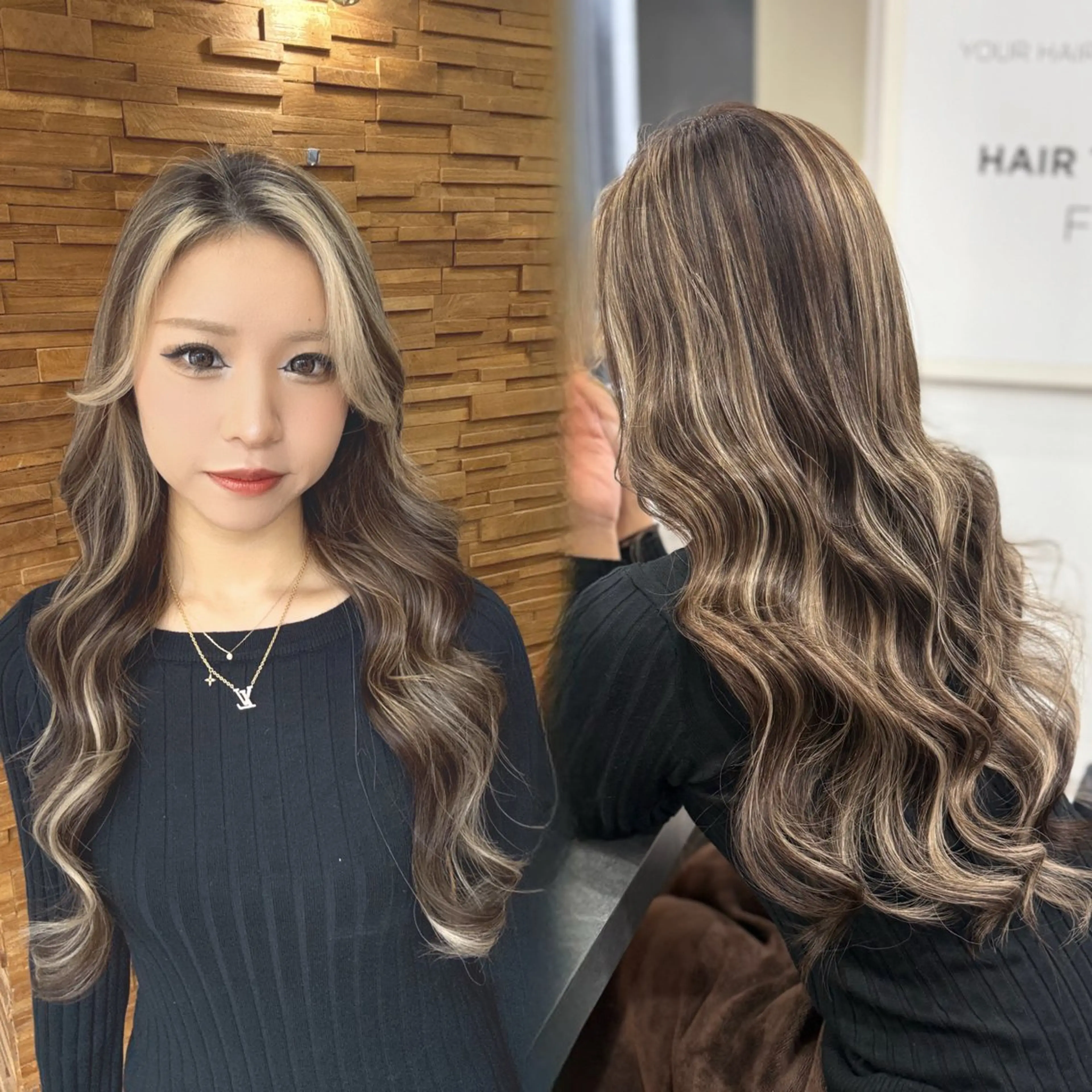 ロング シールエクステ エクステ ハイライト カット ヘアカラー エクステ ハイトーン/エクステ 横浜/RIEのヘアスタイル