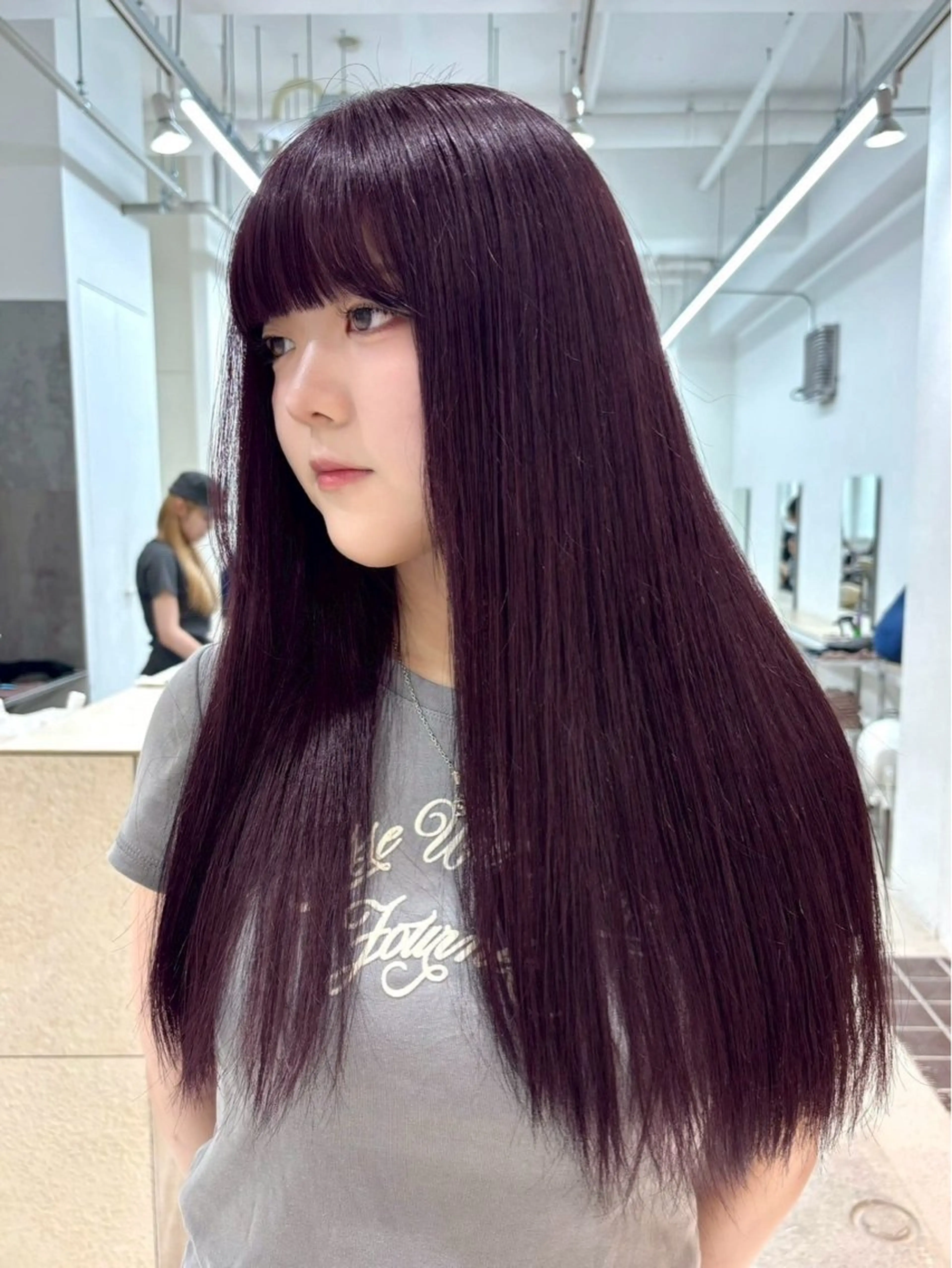 ロング カラー ブリーチ ブラウンカラー カシス ブリーチなしカラー ピンクカラー ヘアカラー トリートメント ブリーチモデル/ メンズパーマ/AMIのヘアスタイル