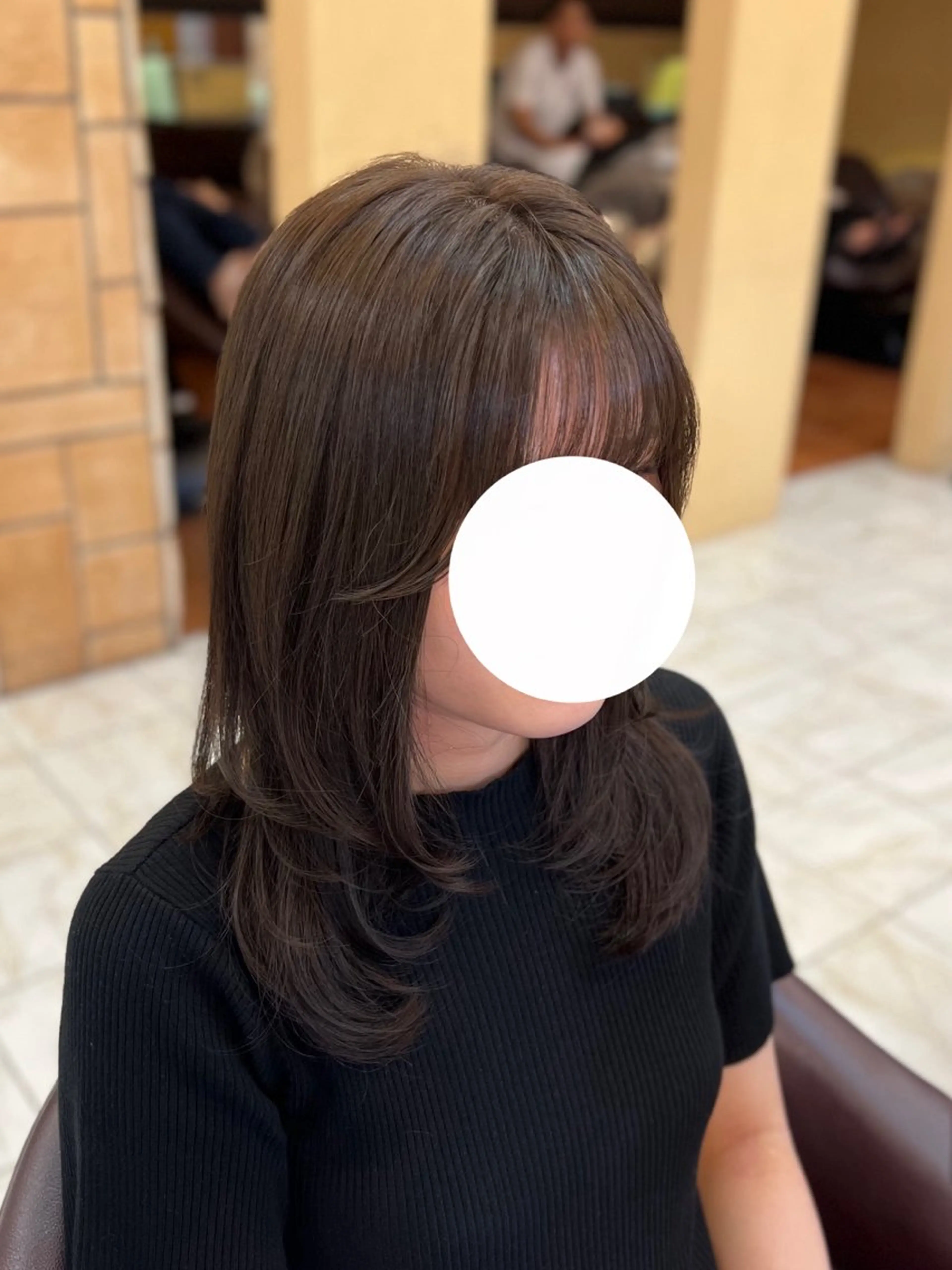 ロング カラー ブラウンカラー オリーブブラウン レイヤーカット Luana .Rioneのマツエク・マツパデザイン