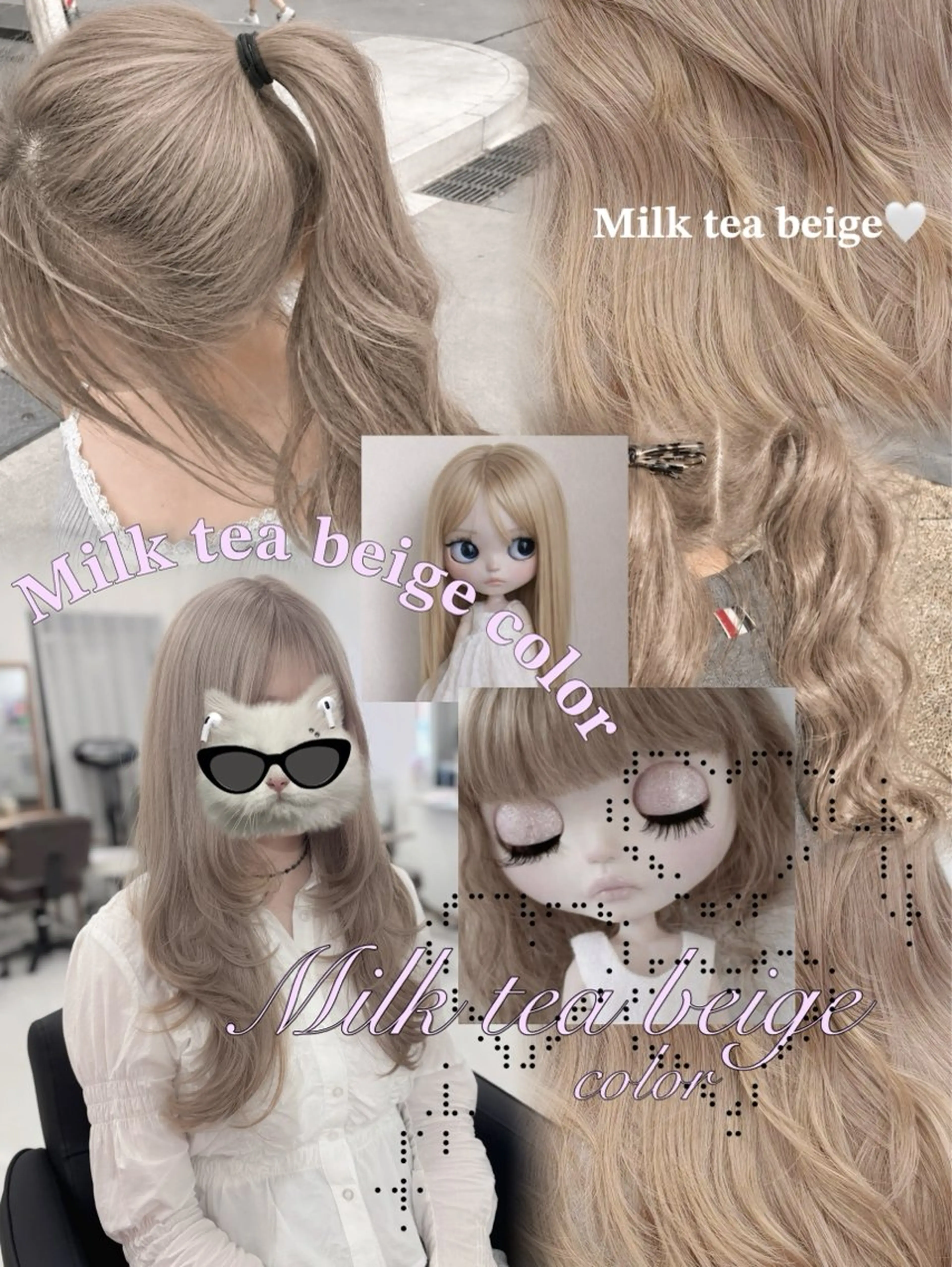 セミロング カラー ベージュカラー ミルクティーベージュ 🖤ハイトーンカラ ー🖤/ここなのヘアスタイル
