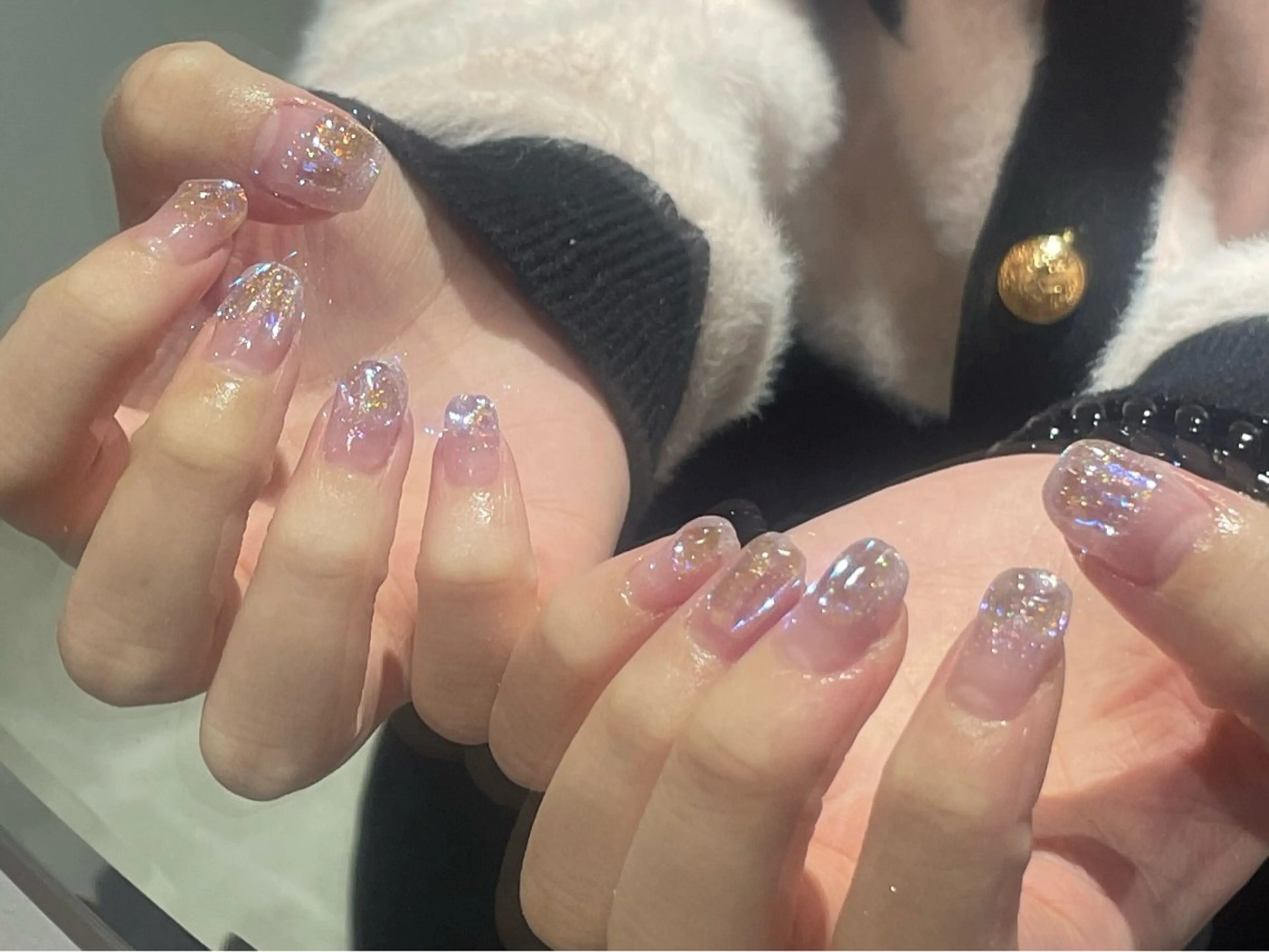 ネイル 氷ネイル・うるうるネイル キラキラネイル ハンドネイル HOSHI ⭐️辻堂 /藤沢ガーリーネイルのネイルデザイン