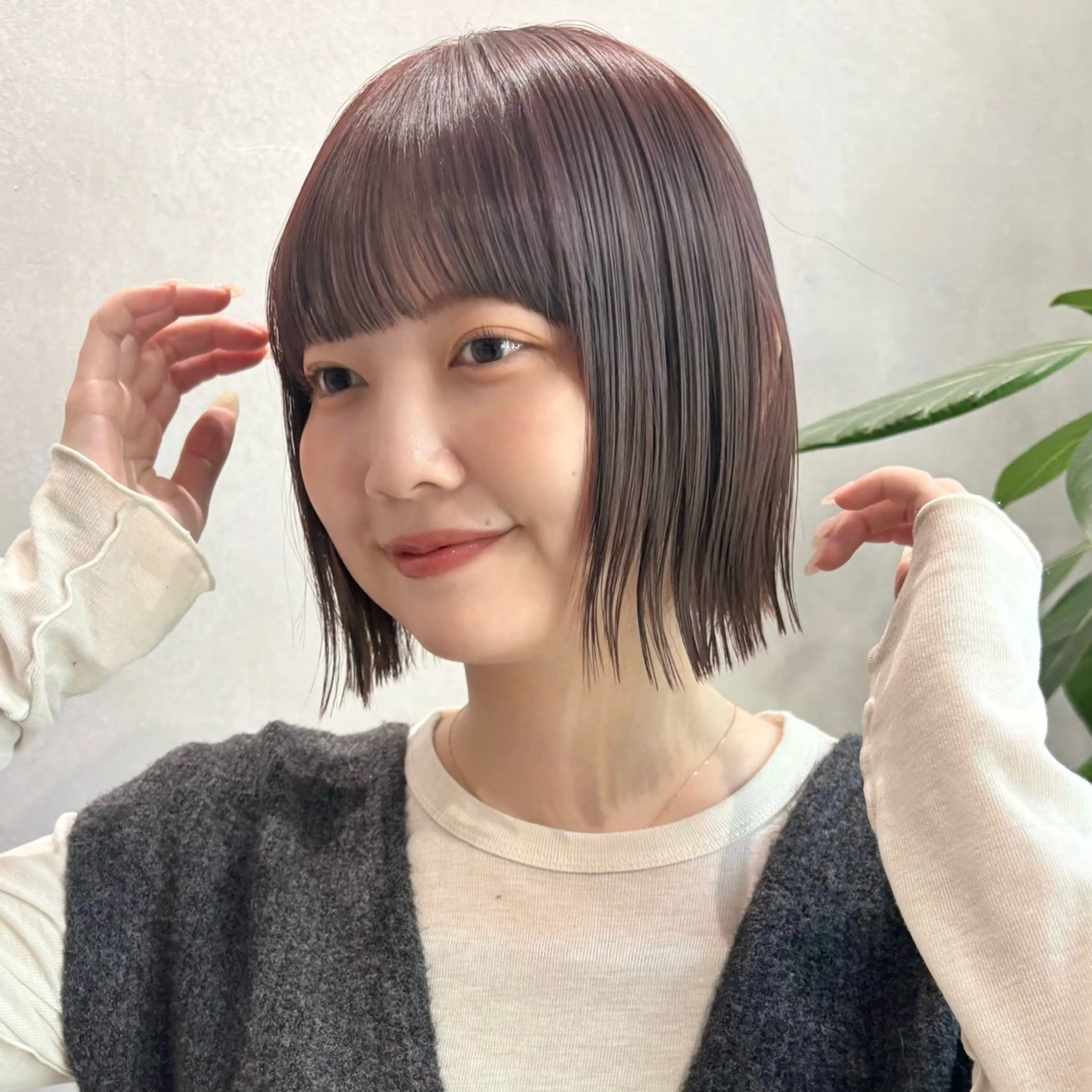 ミディアム カラー カット ヘアカラー saki‪🌱‬♡ /ボブ/透明感カラーのヘアスタイル