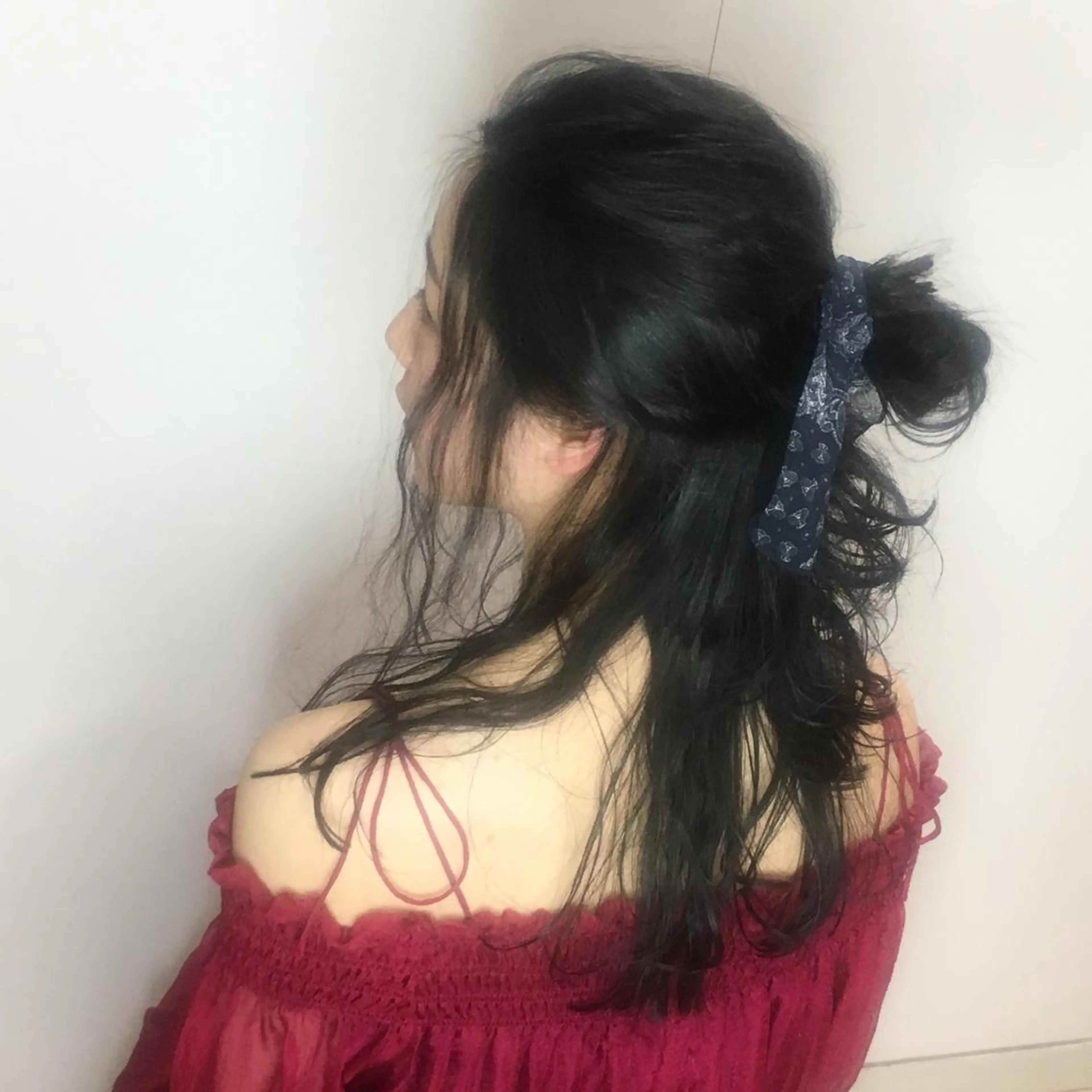 ロング ヘアアレンジ ハーフアップ ミドウチ アヤカのヘアスタイル